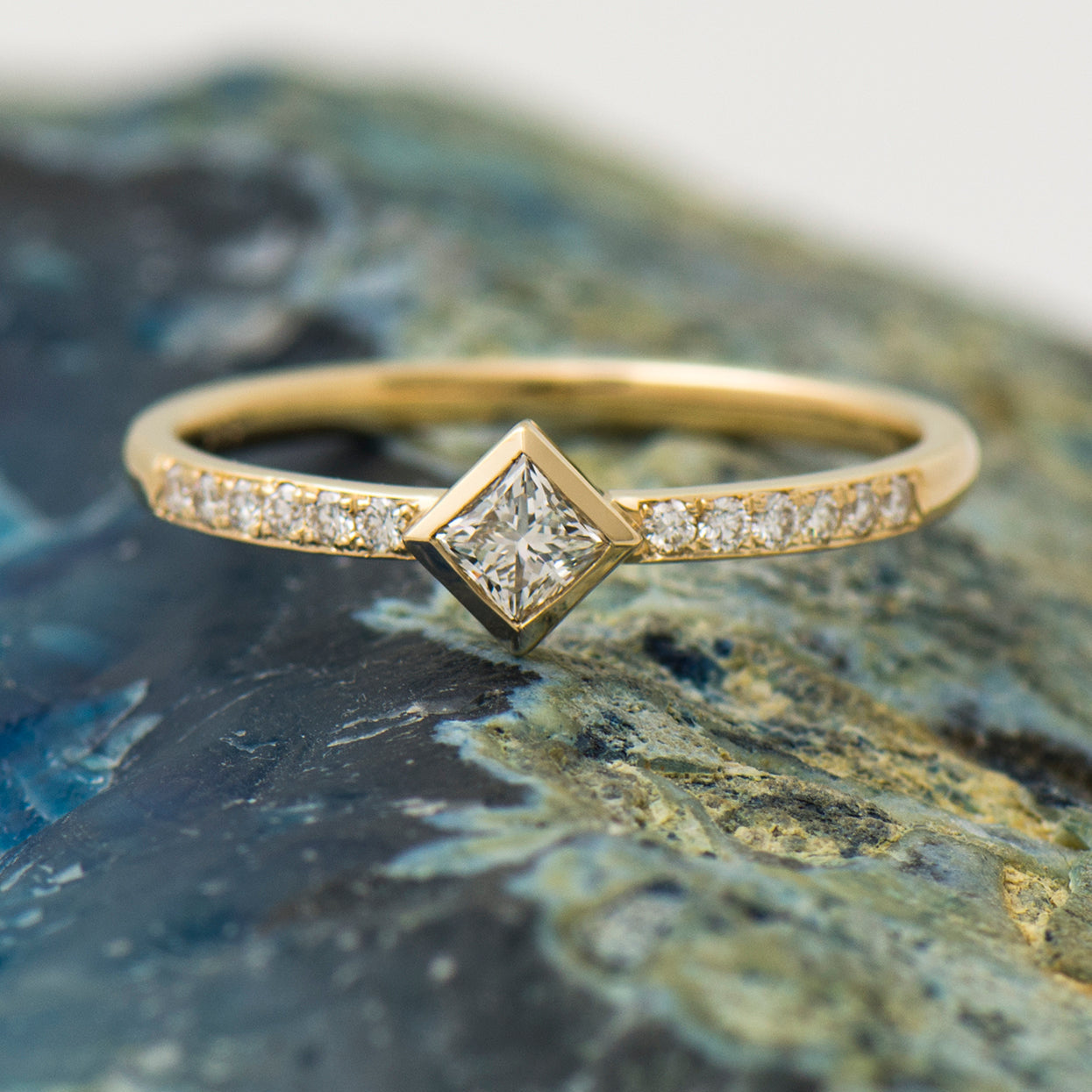 Rhombus Square Diamond Engagement Ring