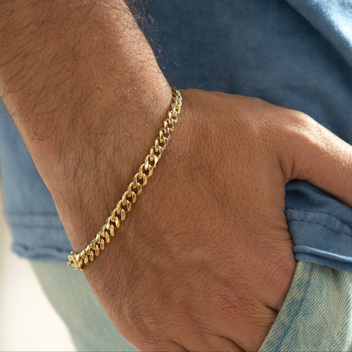 5.5mm Solid Gold Cuban Link Bracelet