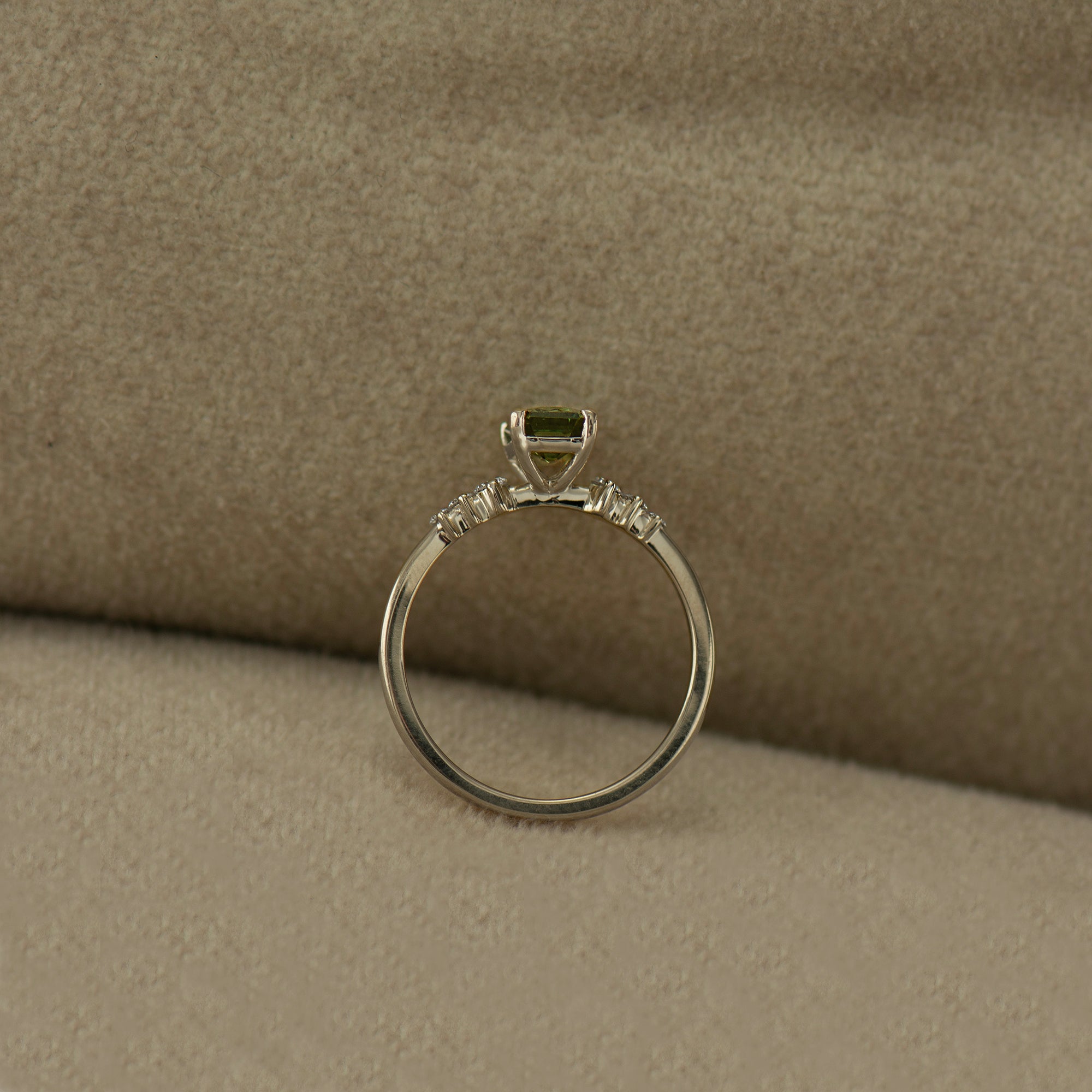 Emerald Cut Green Sapphire Engagement Ring