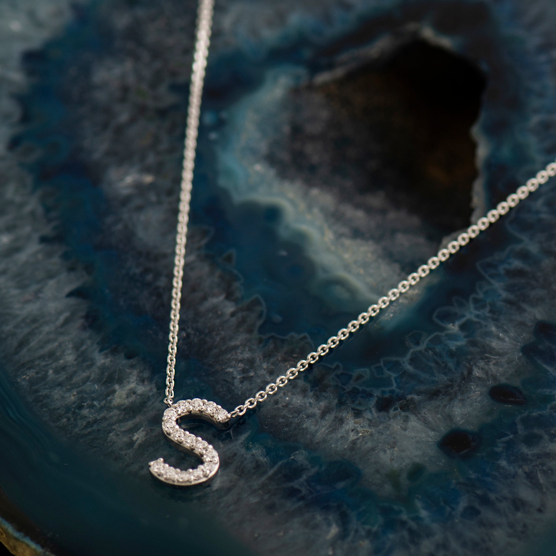 Alphabet Letter Diamond Necklace