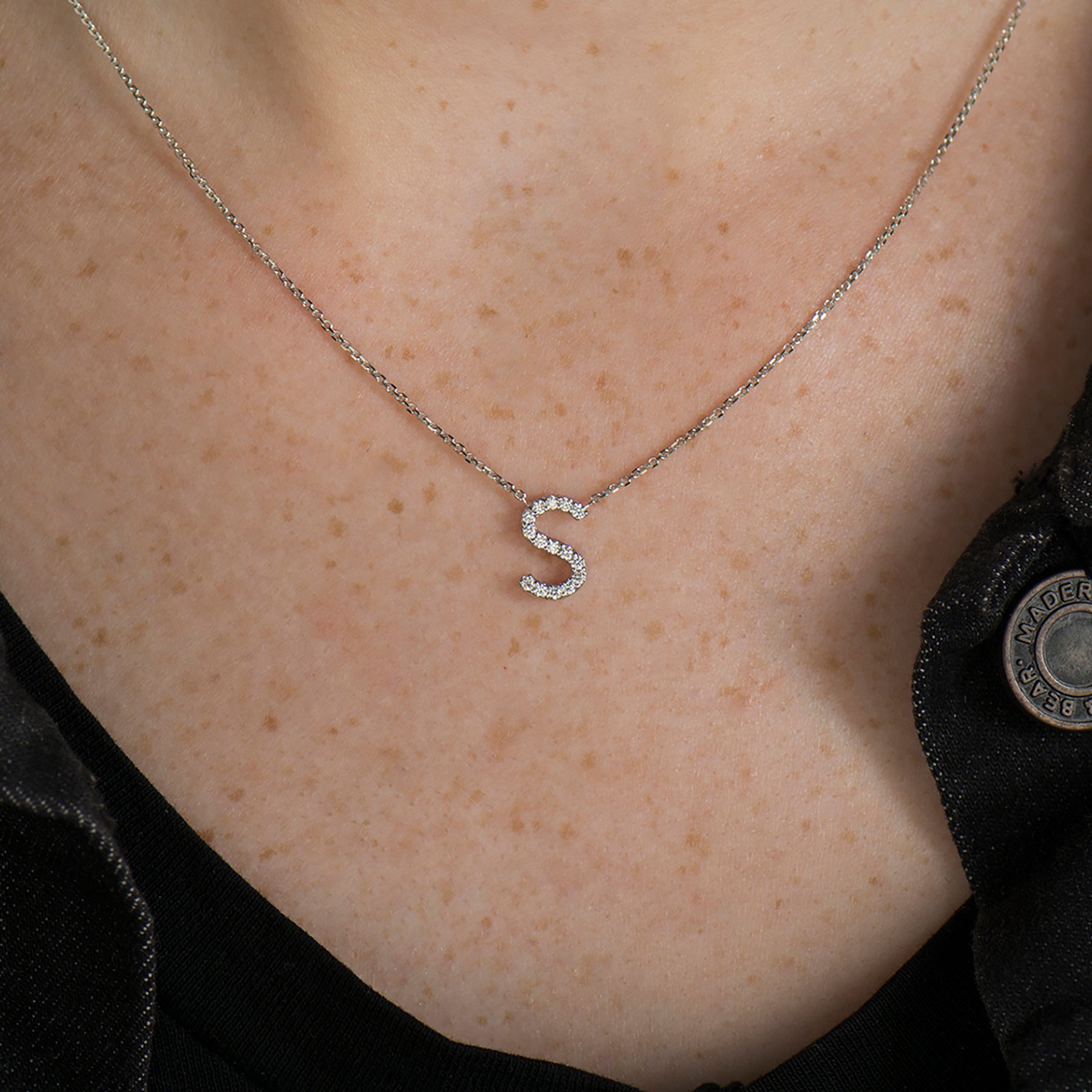 Alphabet Letter Diamond Necklace