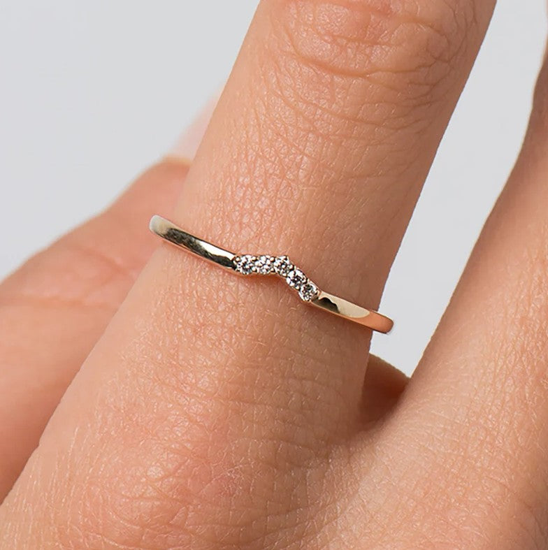 Small V Shaped Diamonds Ring