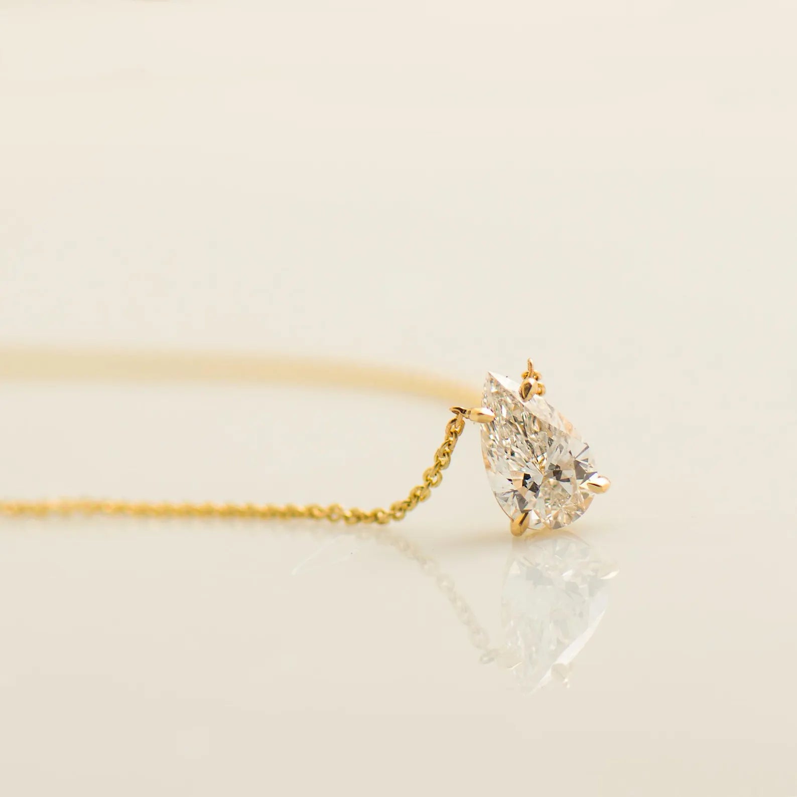 Solitaire Pear Diamond Necklace