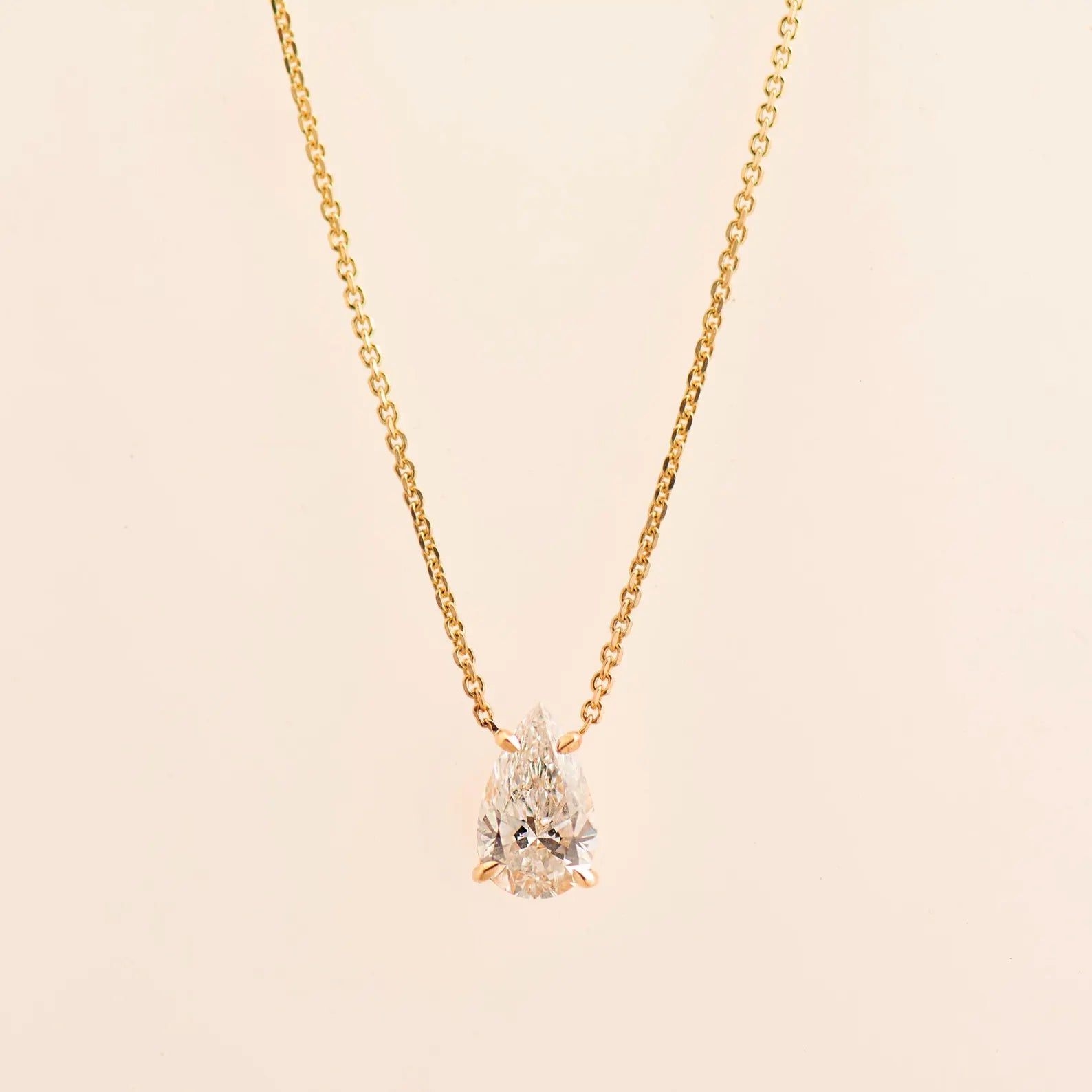 Solitaire Pear Diamond Necklace