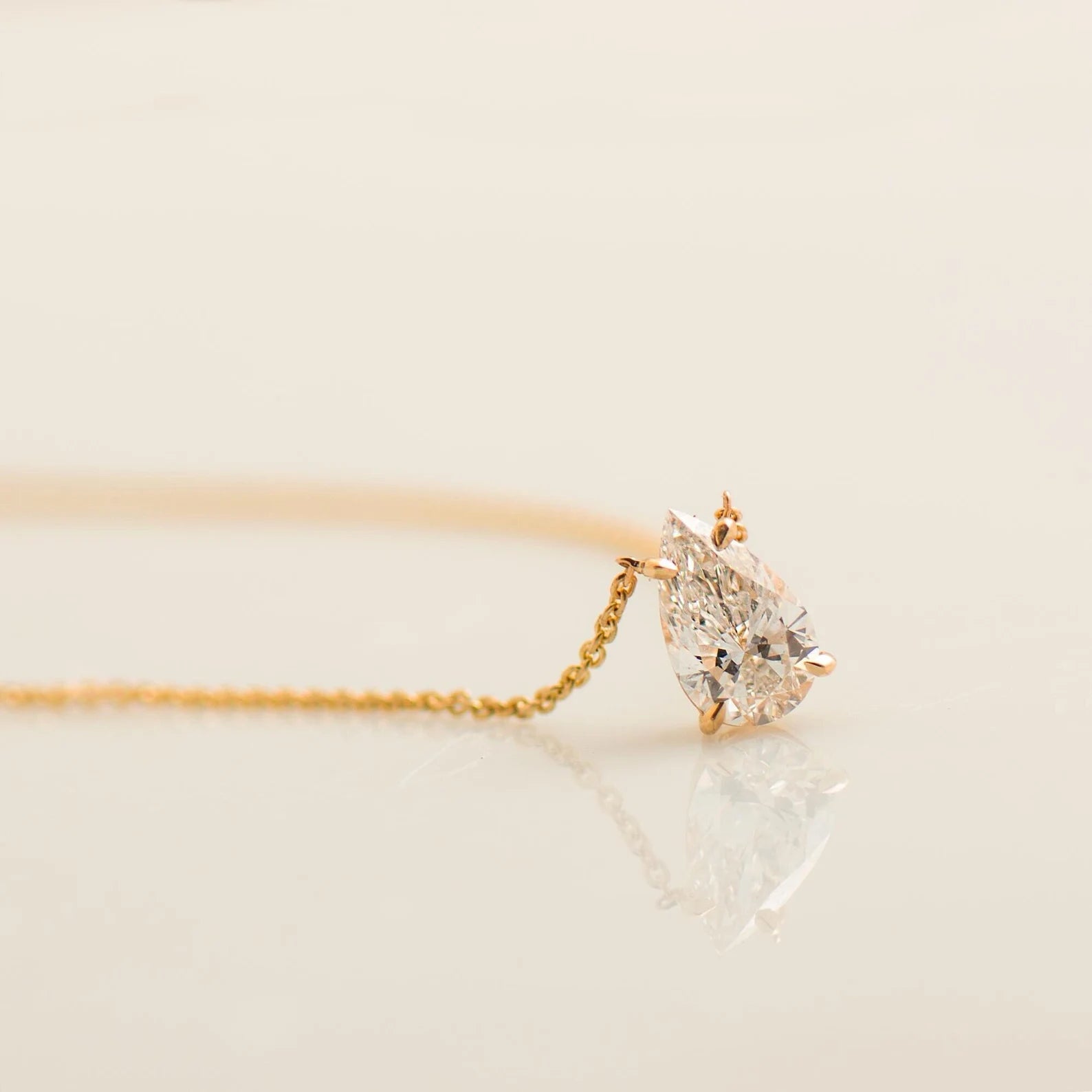 Solitaire Pear Diamond Necklace