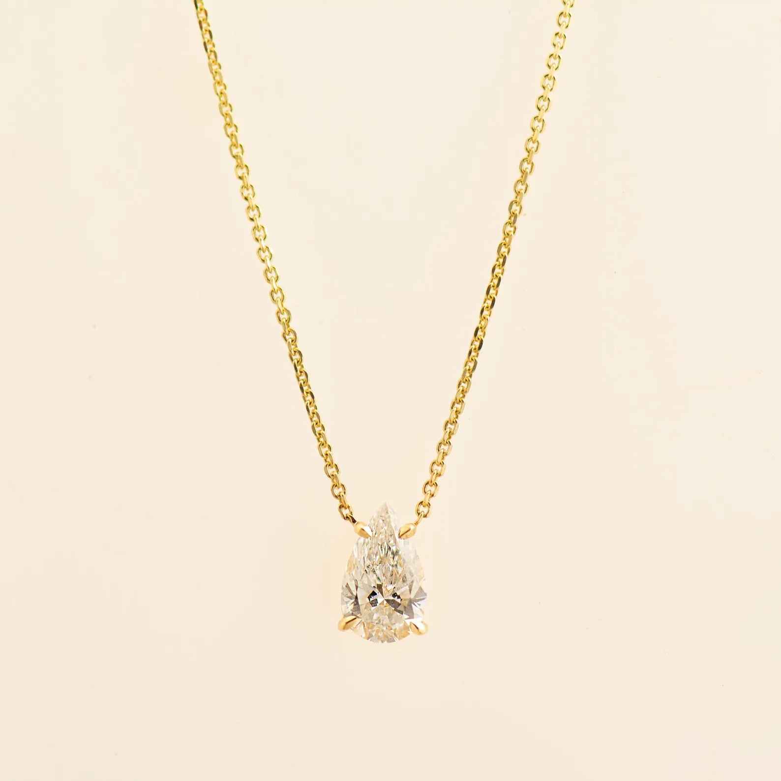 Solitaire Pear Diamond Necklace