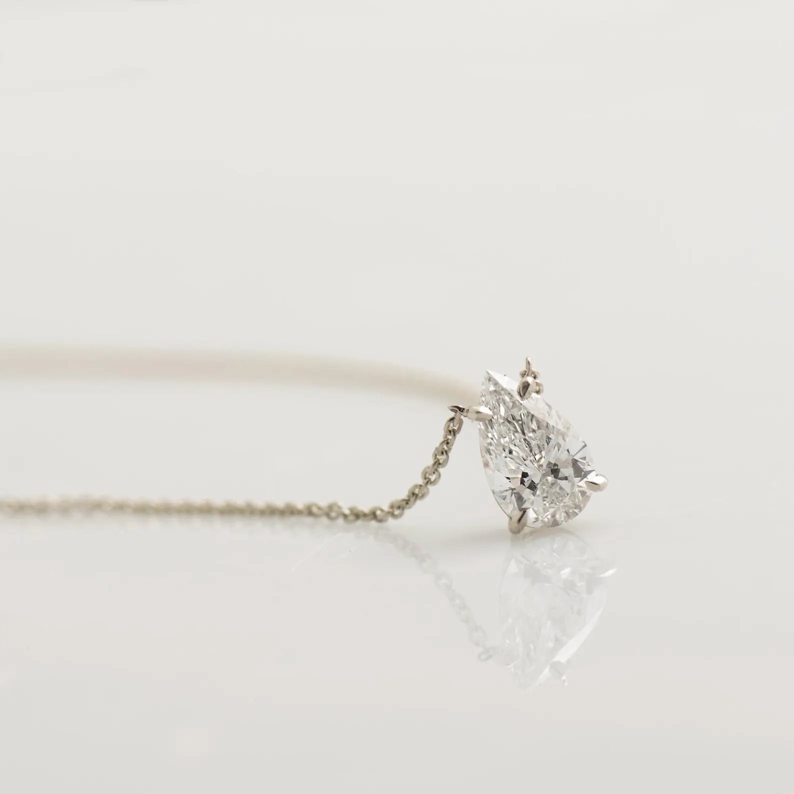 Solitaire Pear Diamond Necklace