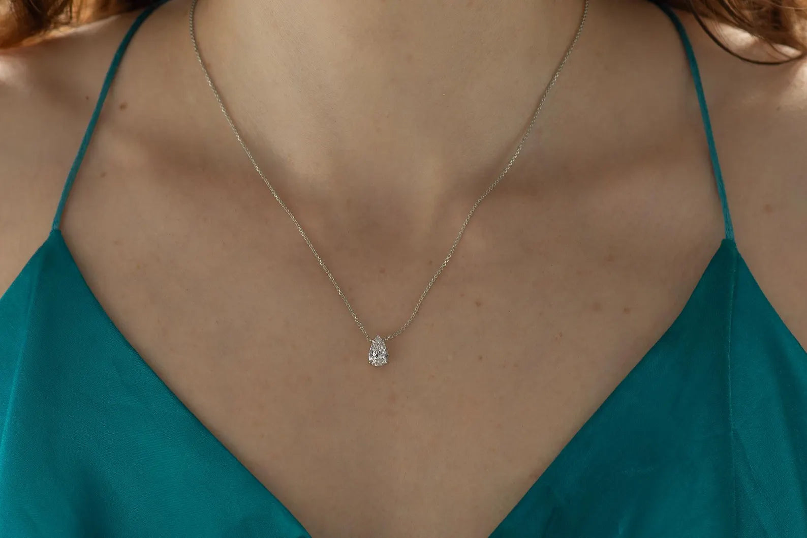 Solitaire Pear Diamond Necklace