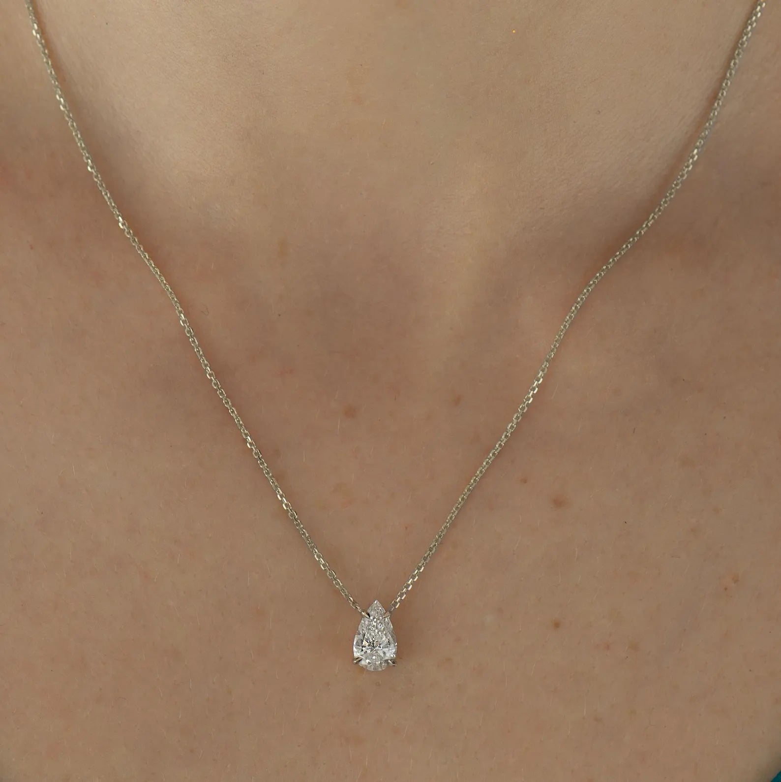 Solitaire Pear Diamond Necklace