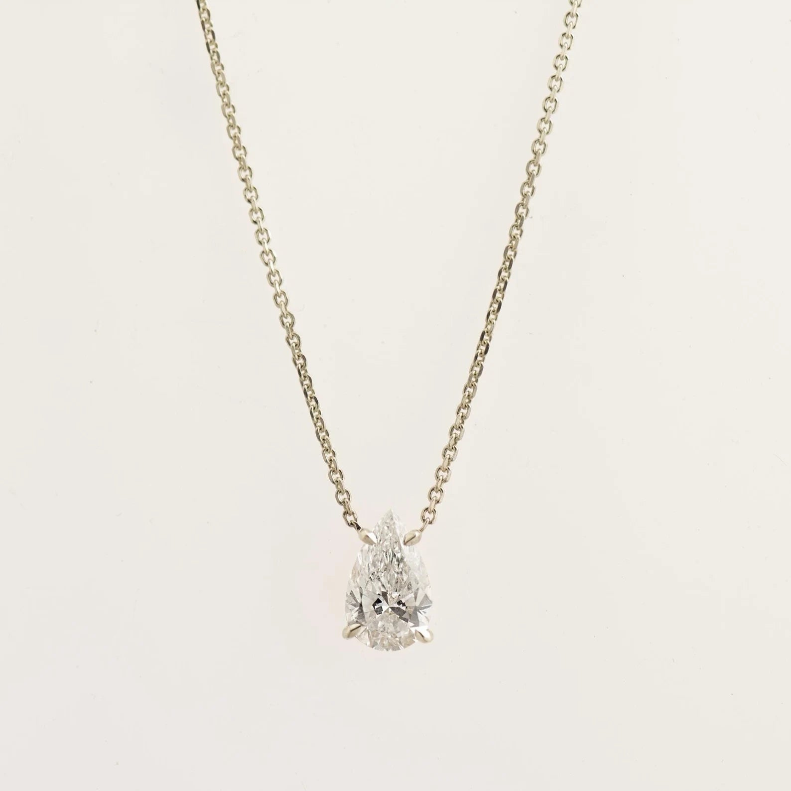 Solitaire Pear Diamond Necklace