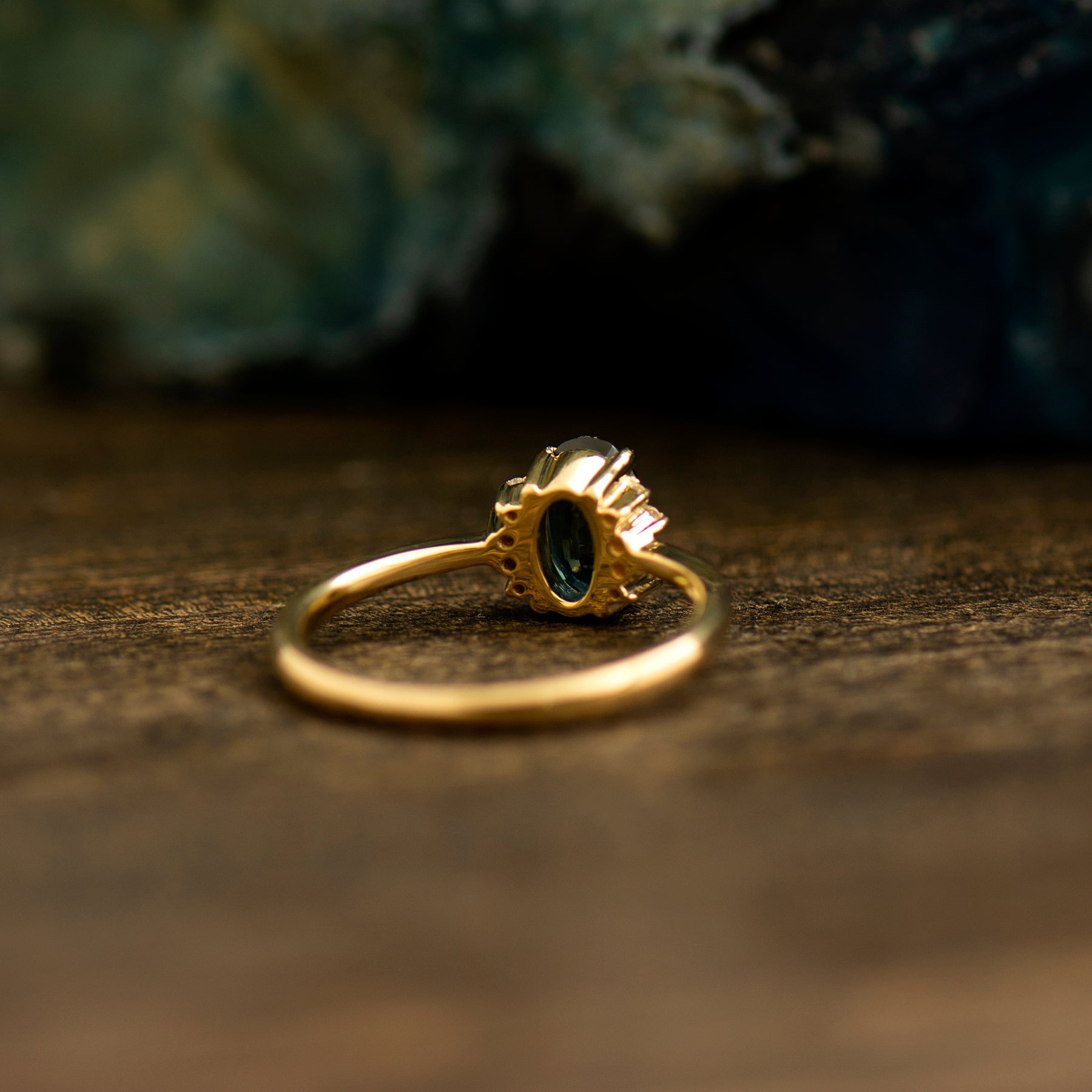 Teal Sapphire Engagement Ring