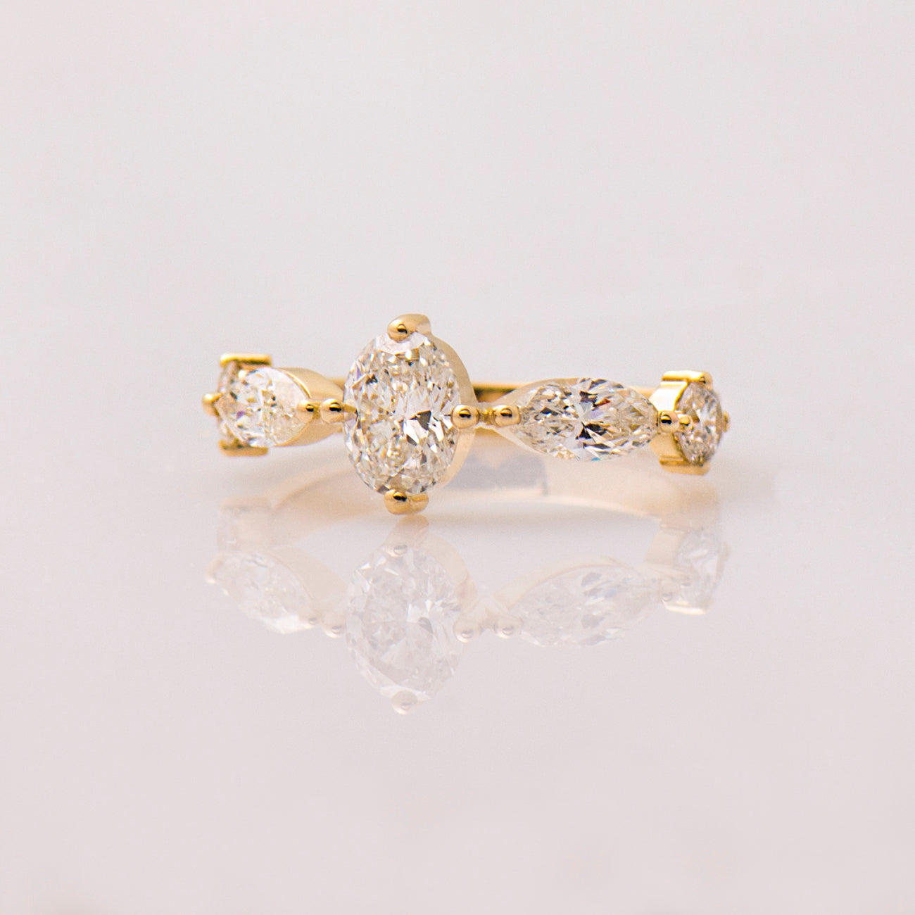 The Crown Ring - Oval Marquise & Round