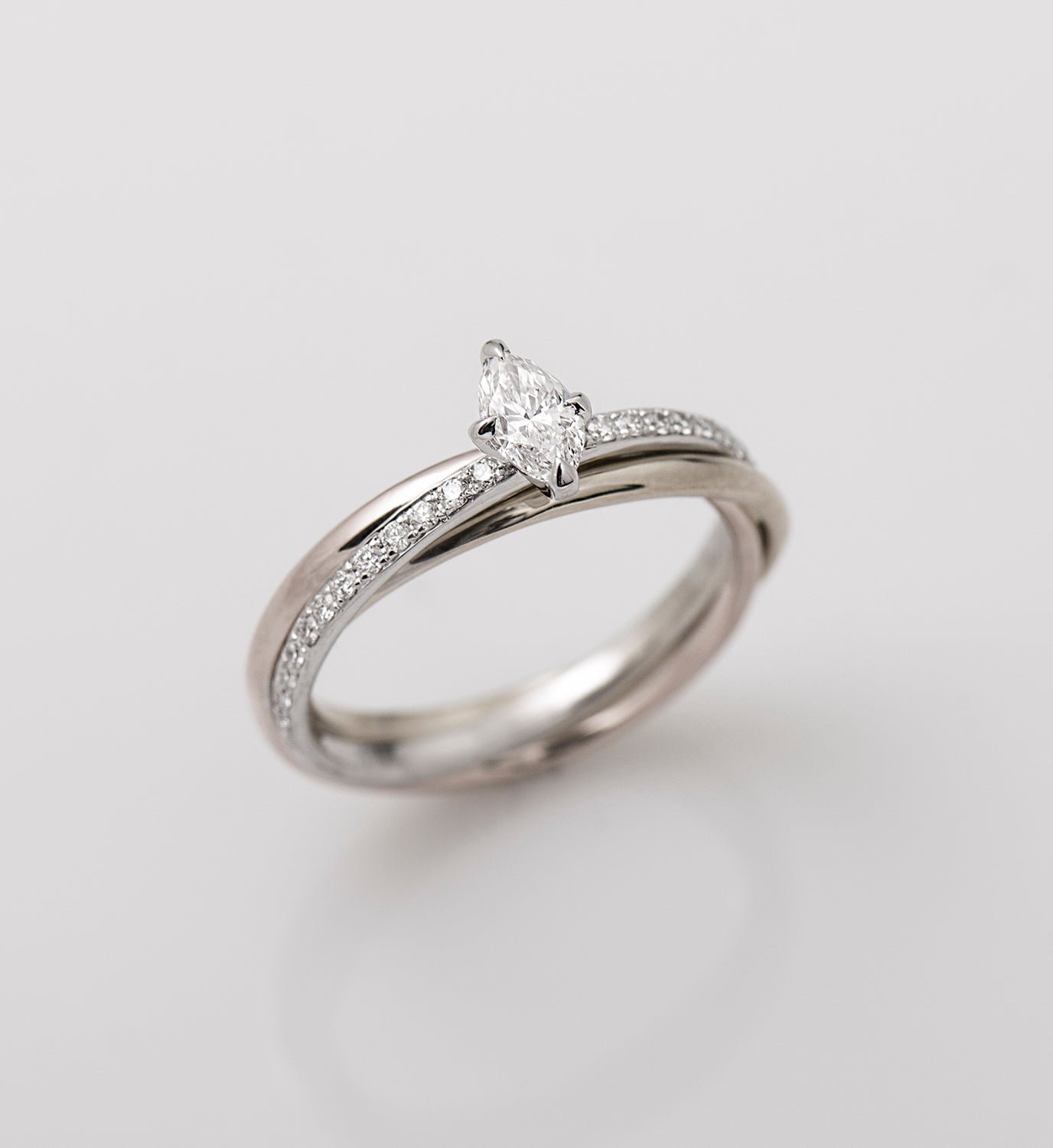 Marquise Diamond Three Tone Ring