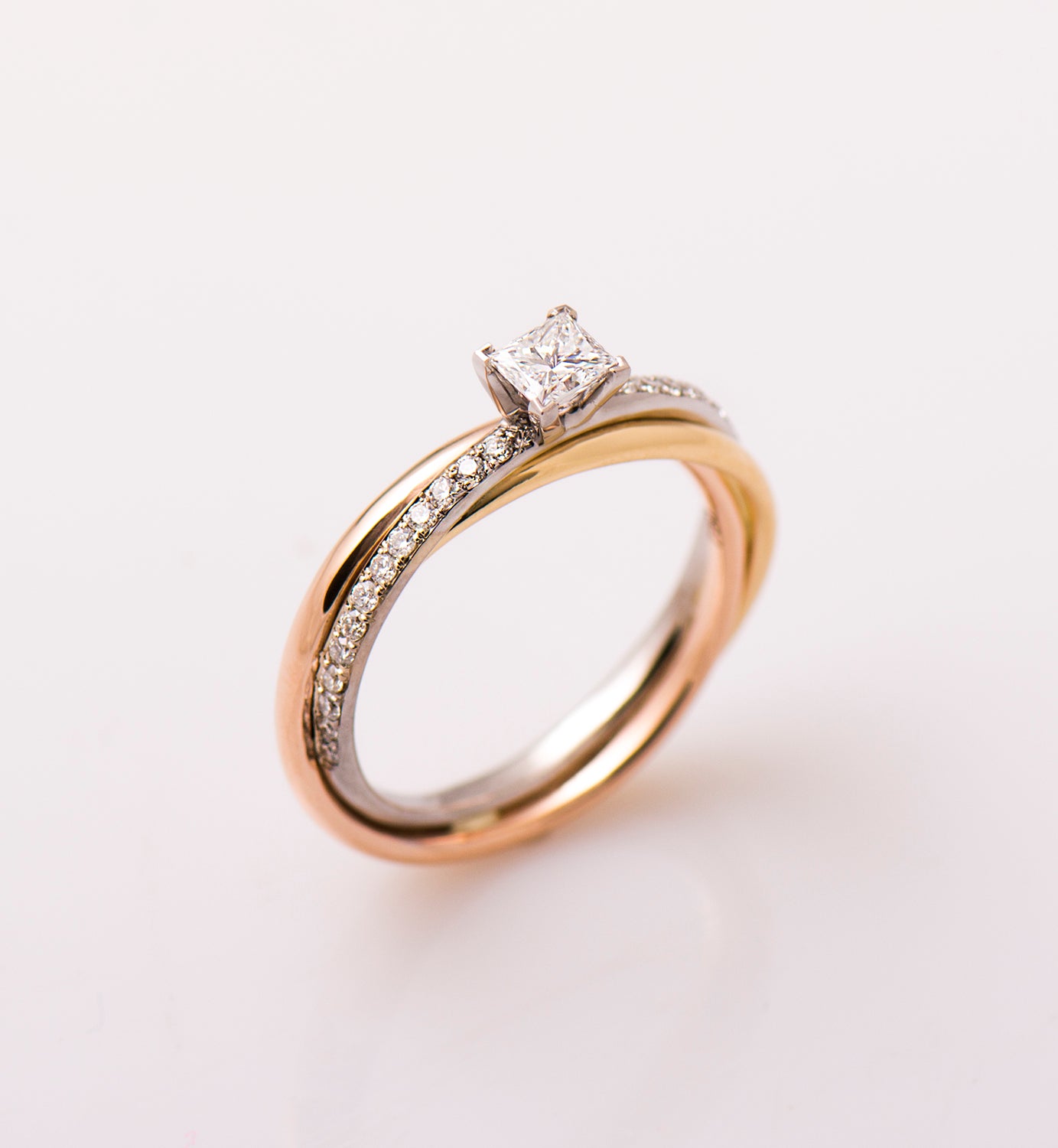 Princess Diamond Three Tone Ring