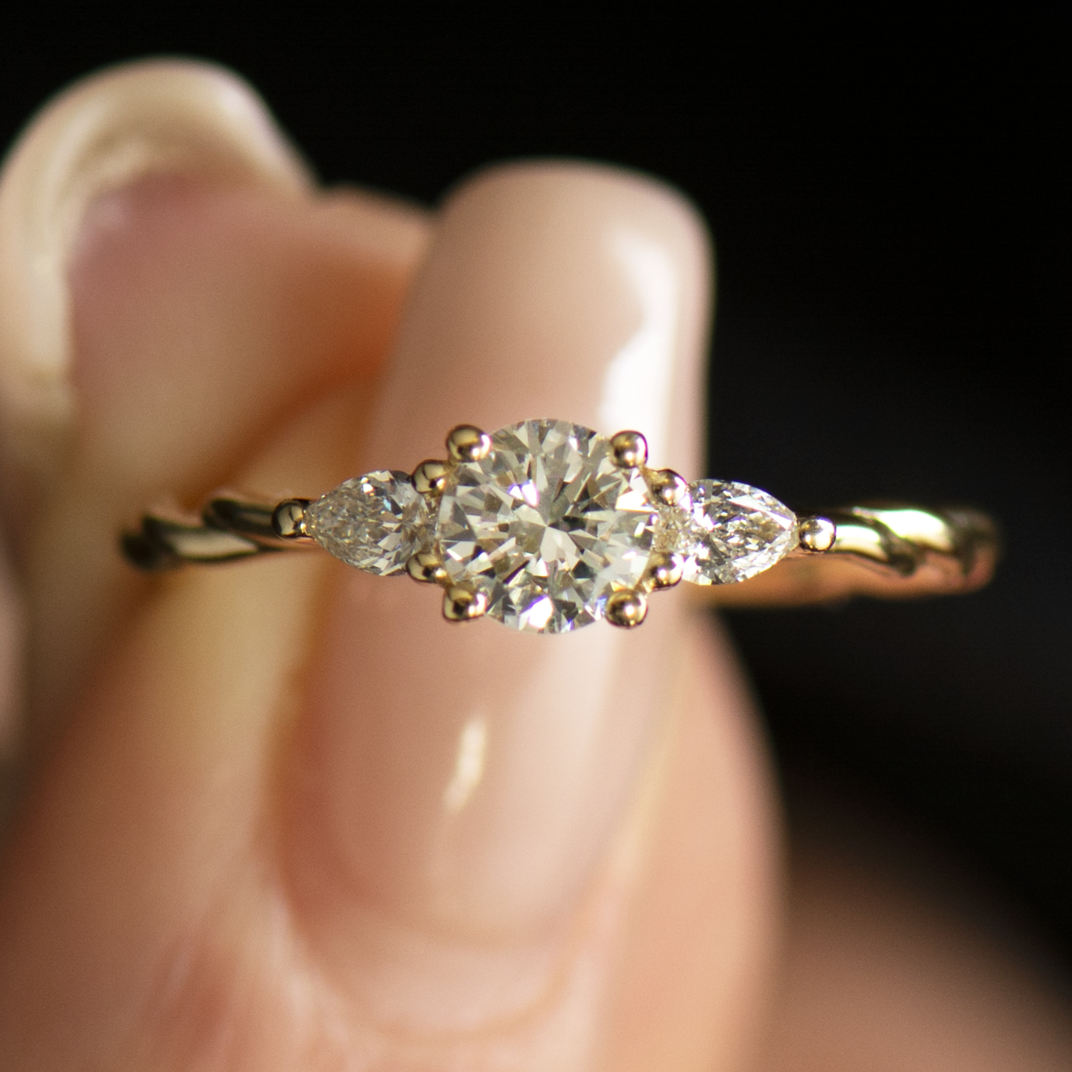 Braided Three Stone Ring