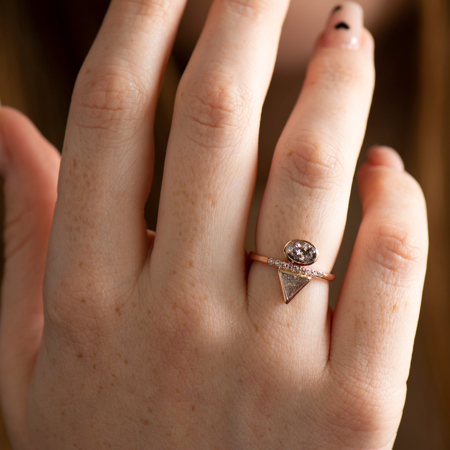 Salt And Pepper Diamond Ring