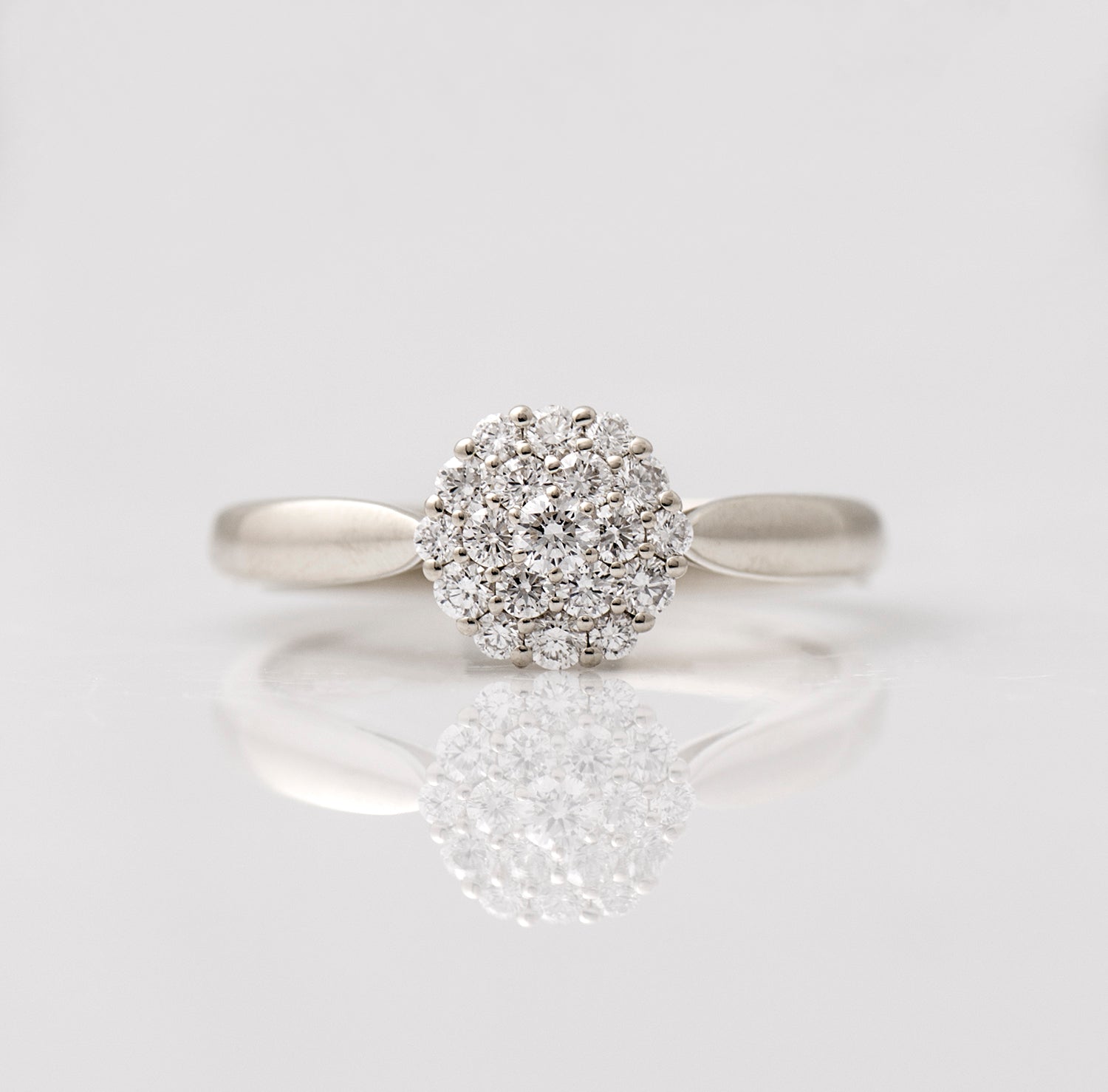 White Bursting Cluster Diamond Ring