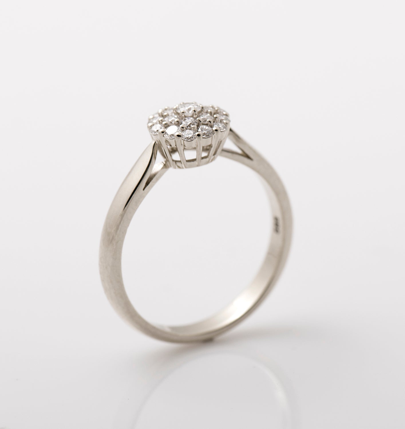 White Bursting Cluster Diamond Ring