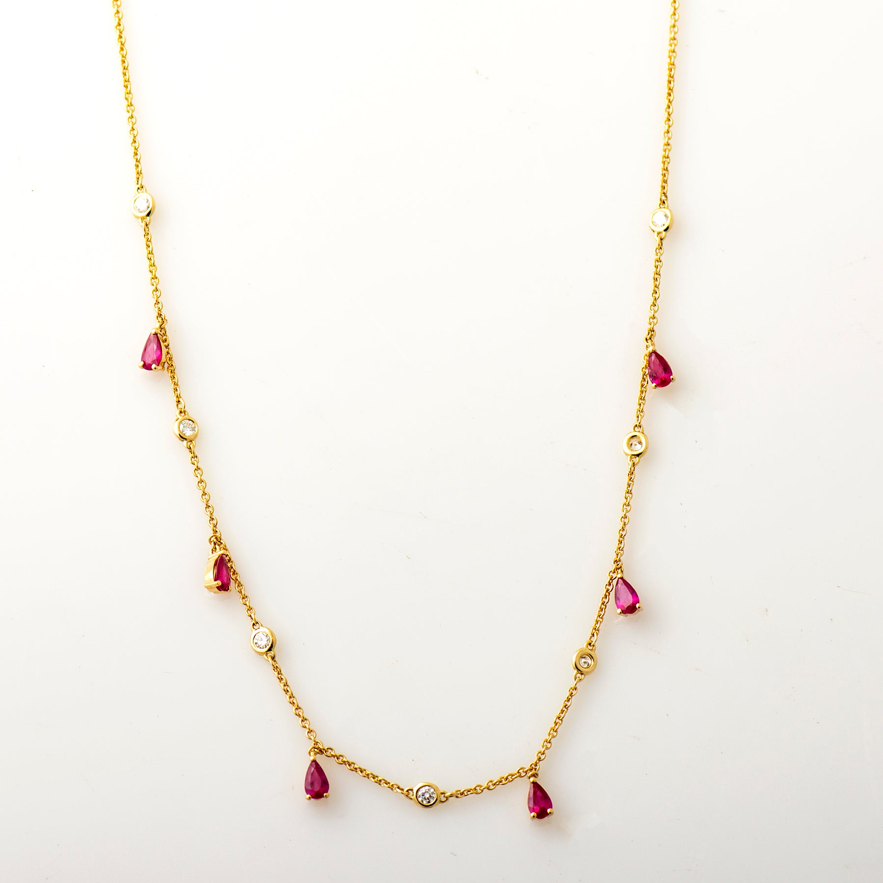 Station Necklace - Diamonds and Rubies