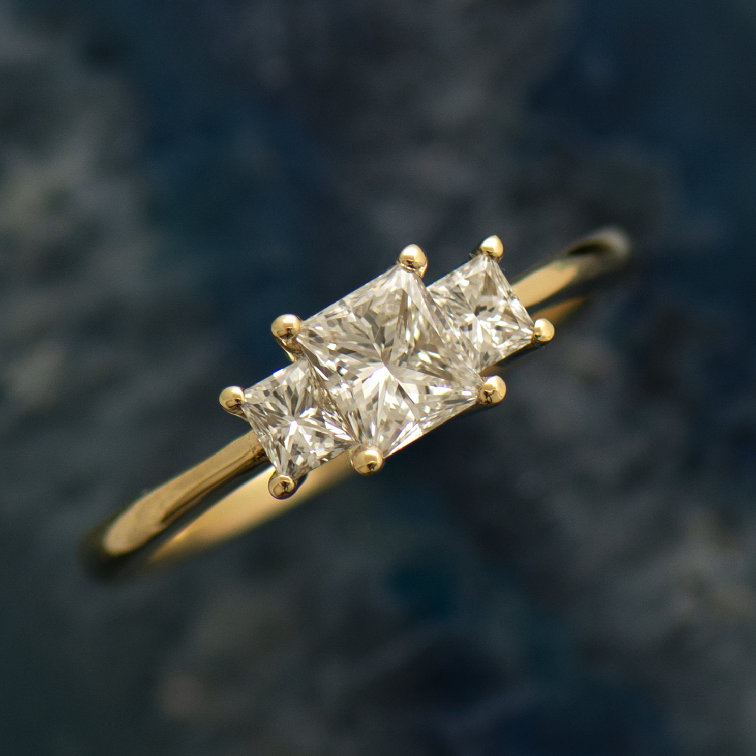 Three Stone Princess Diamond Ring