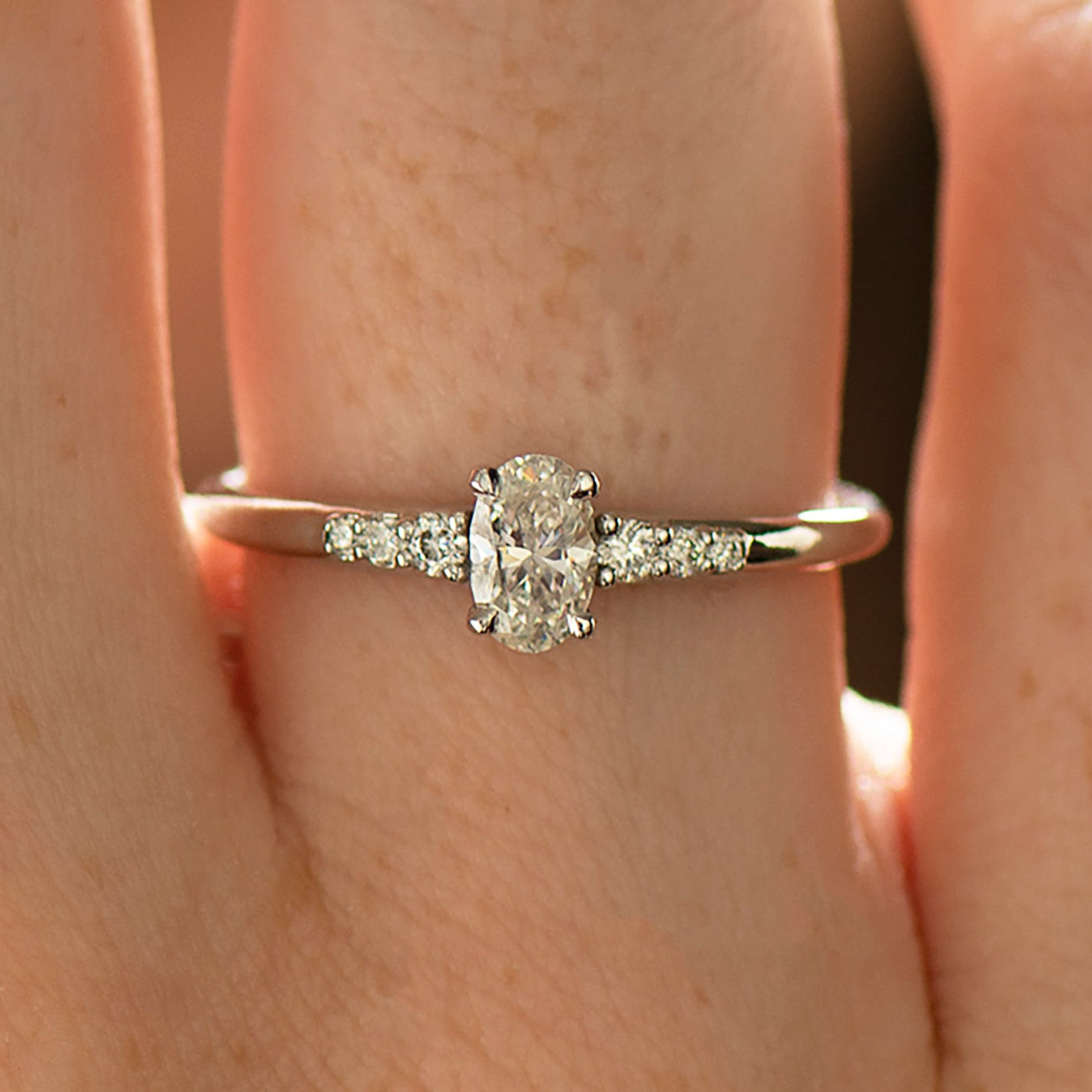 Dainty Elongated Oval Engagement Ring