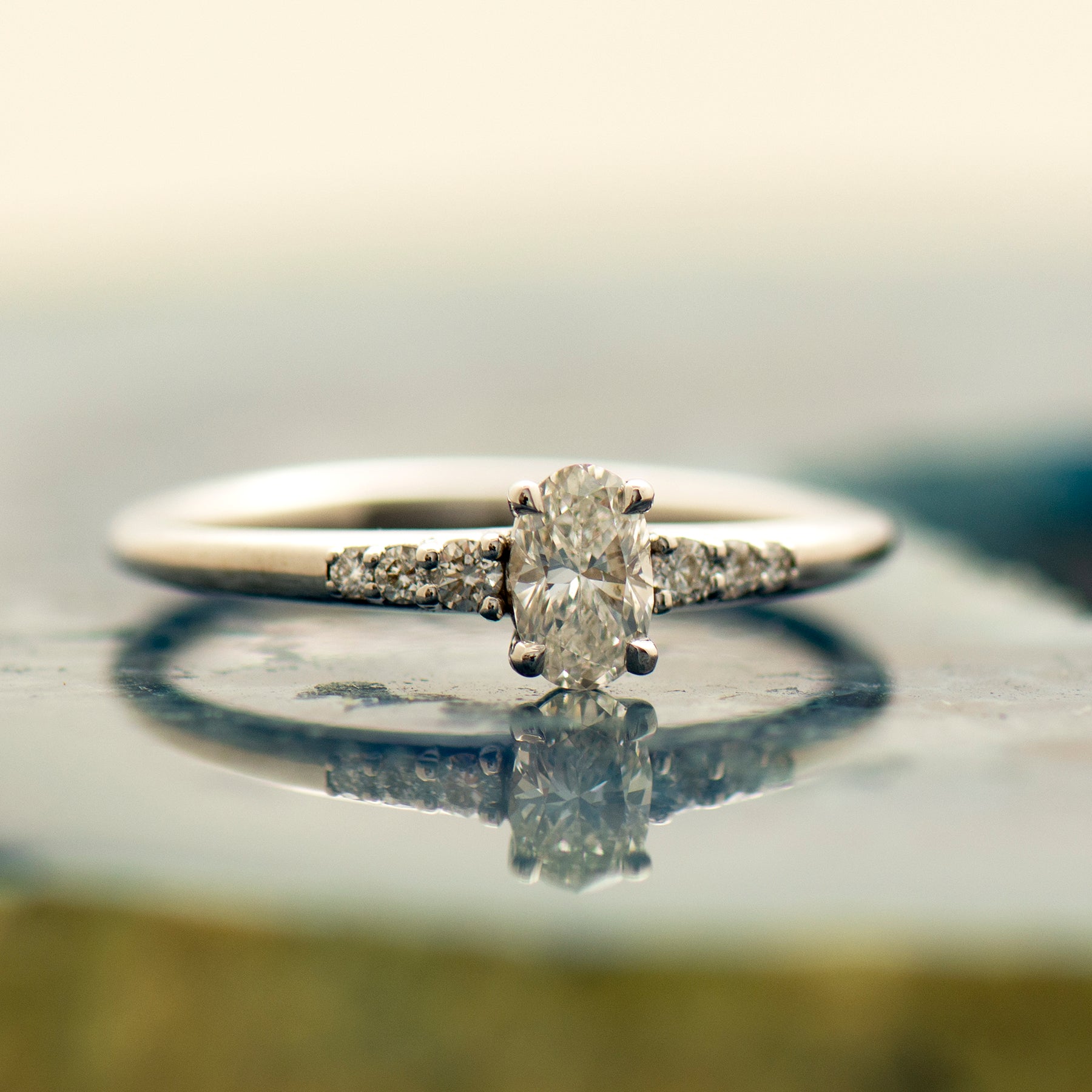 Elongated Oval Engagement Ring