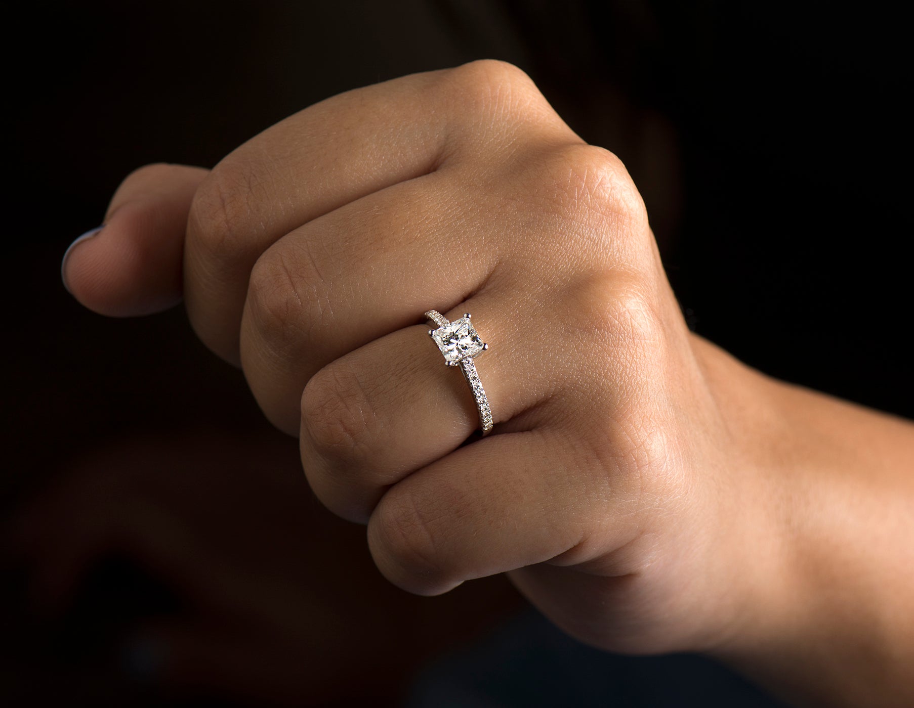 Pave Princess Engagement Ring