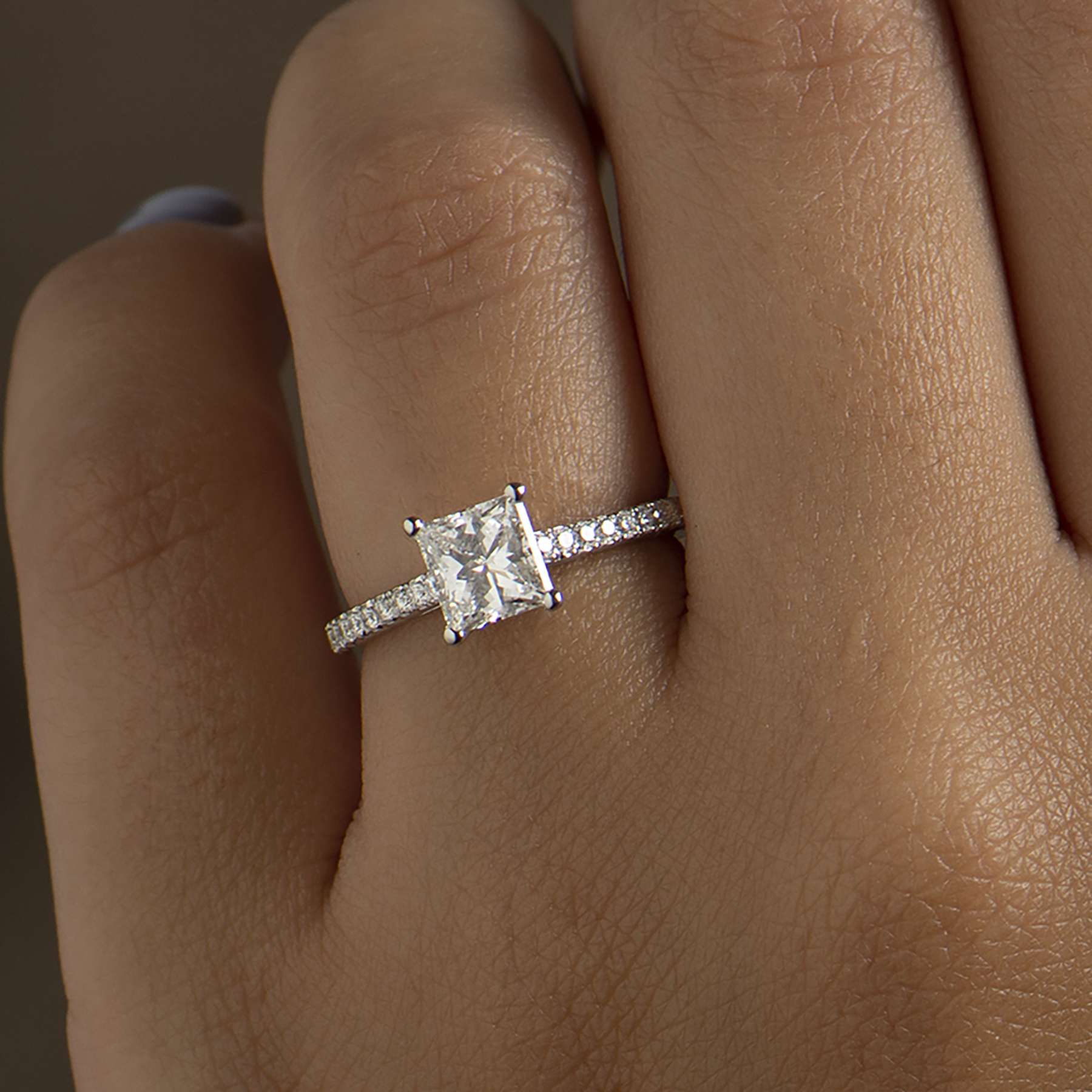 Pave Princess Engagement Ring