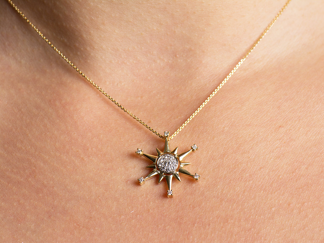 Diamonds Compass Necklace