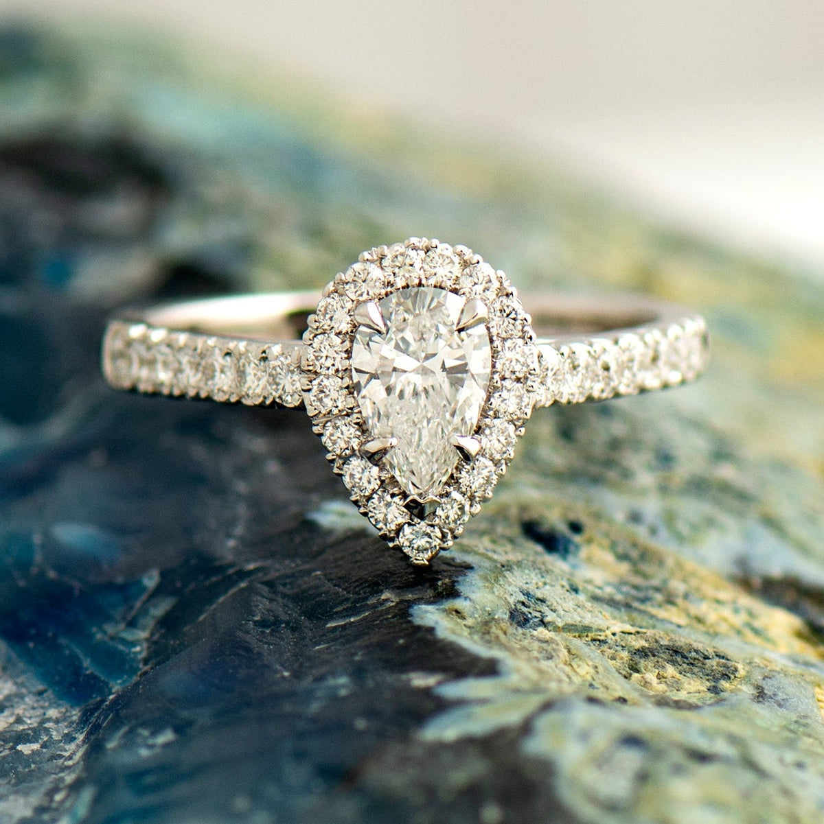 The Pear Halo Ring