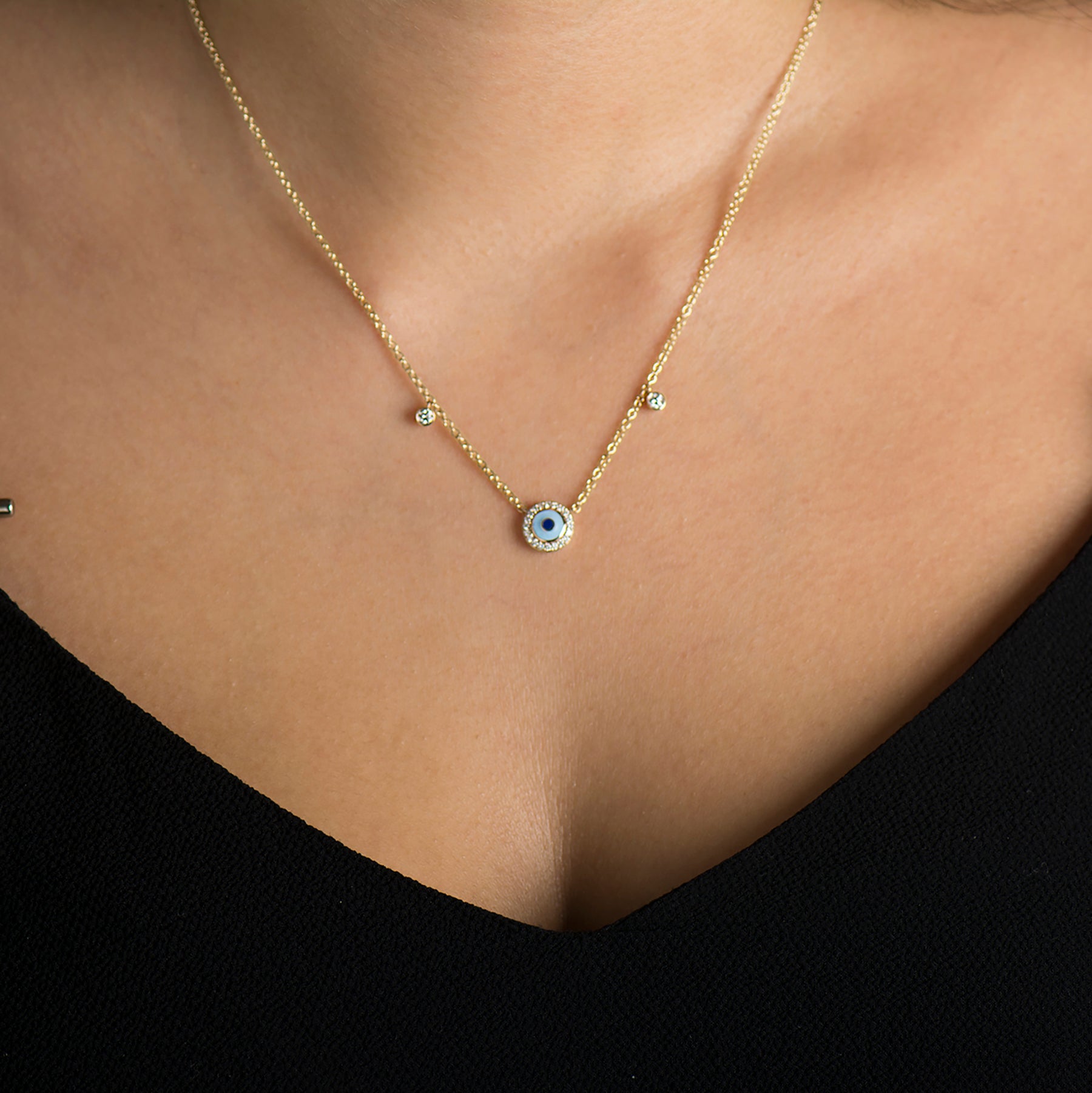 Enamel & Diamonds Evil Eye Necklace