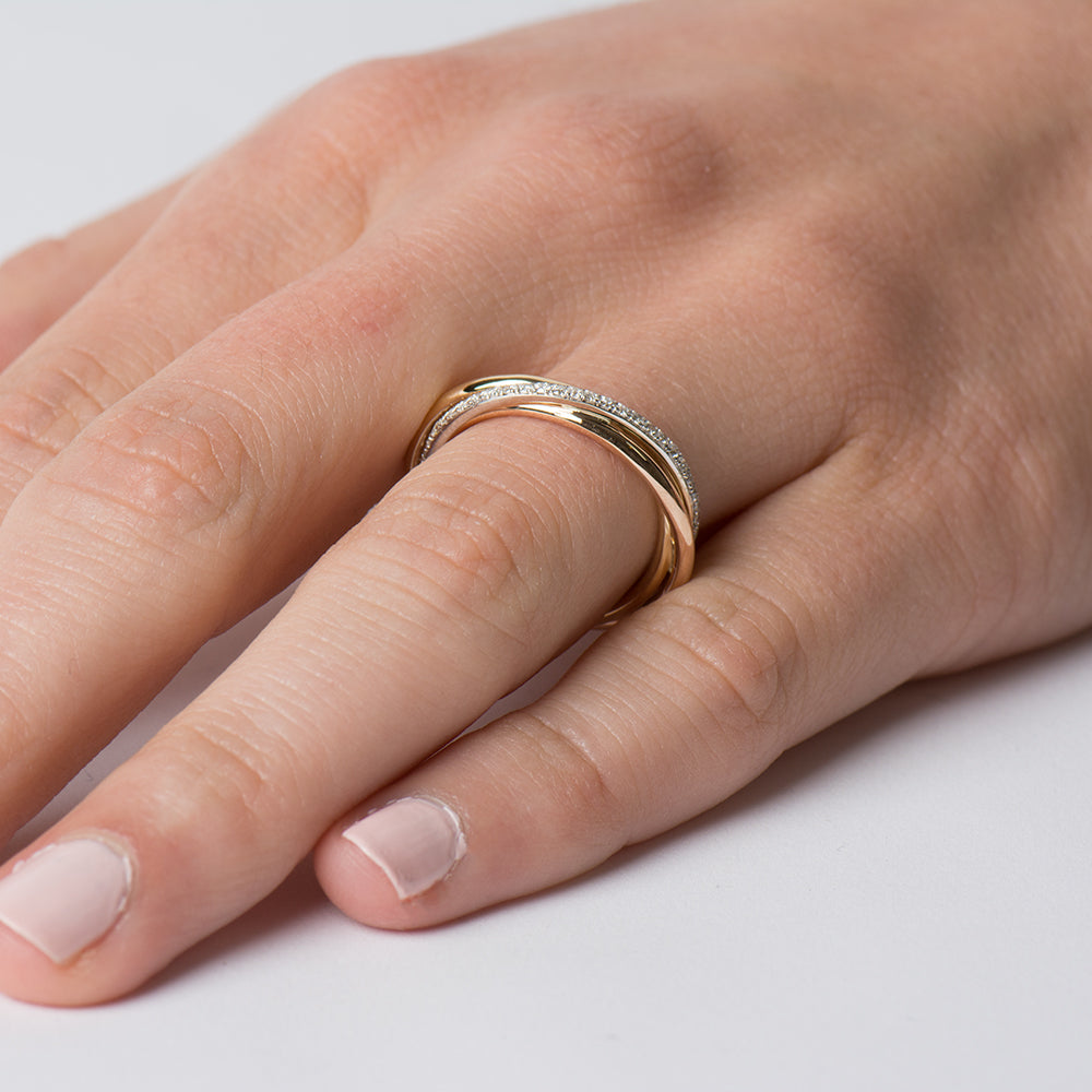 The Three Tone Interlocking Diamonds Ring - 14K Gold
