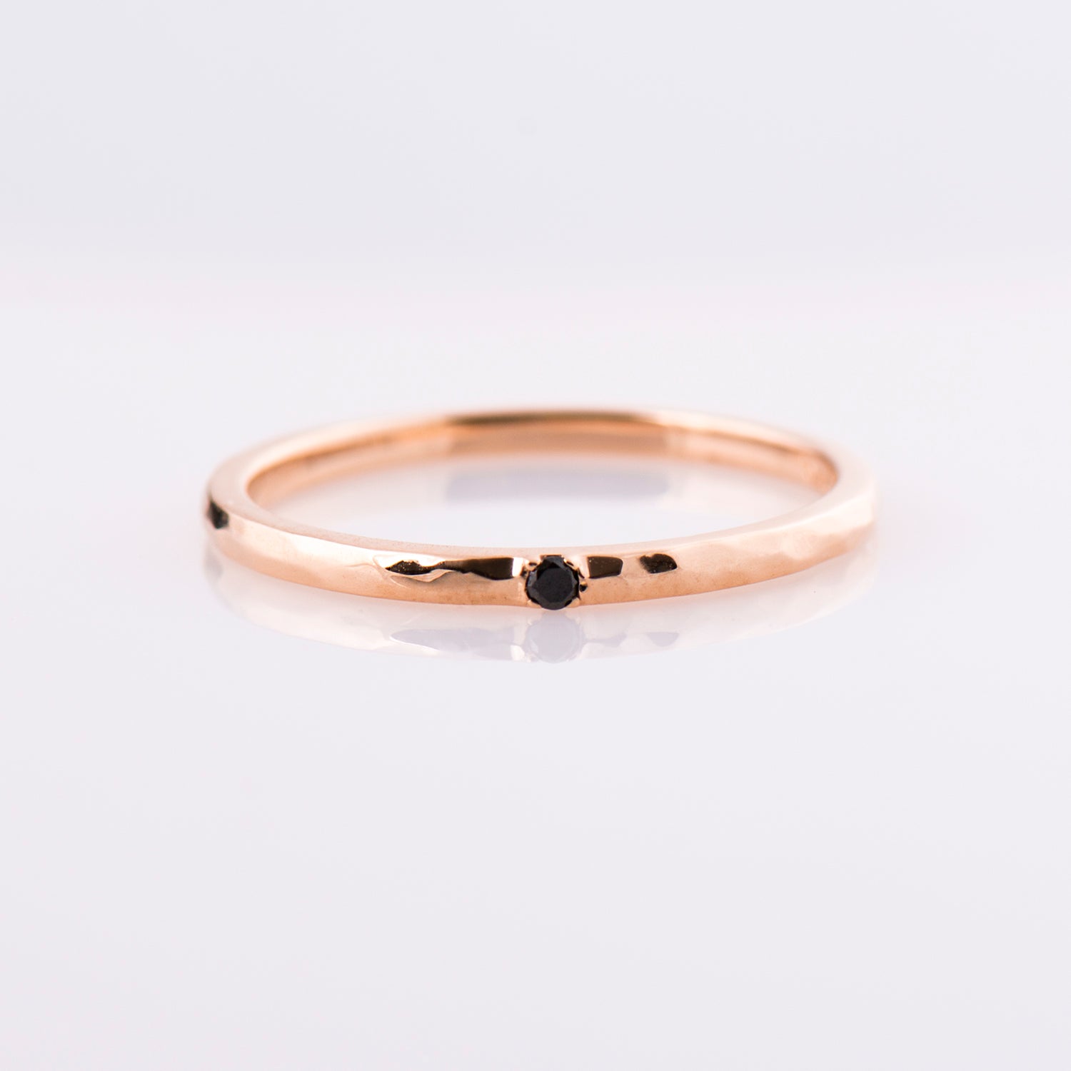 1.5 mm Hammered Single Black Diamond Ring