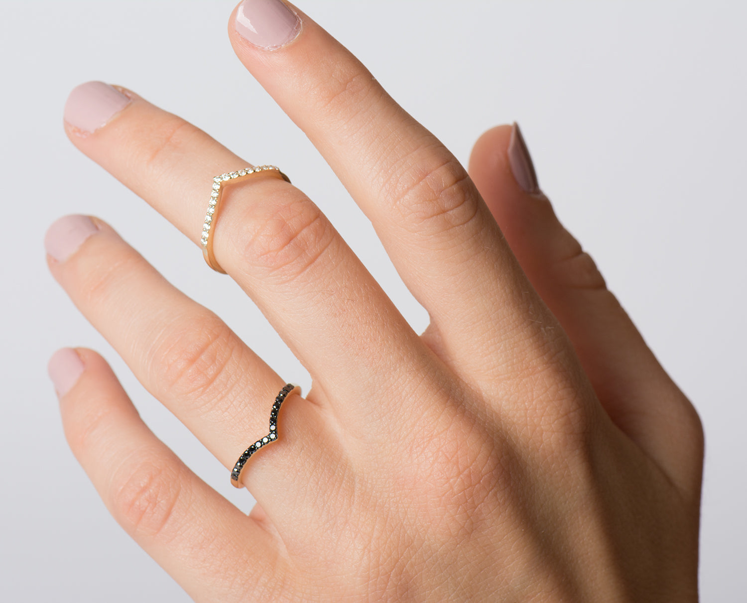 Half Eternity V Shape Thin Diamonds Ring
