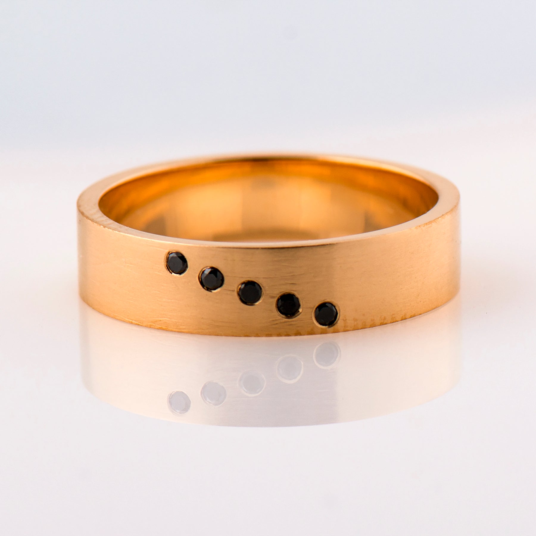 Diagonal Black Diamonds Ring - Matte Finish