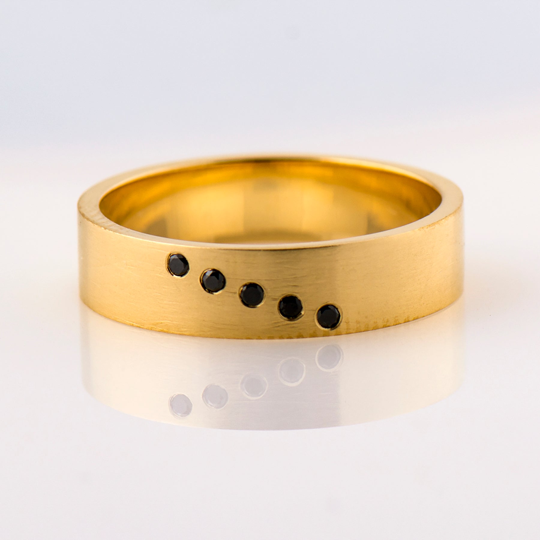 Diagonal Black Diamonds Ring - Matte Finish