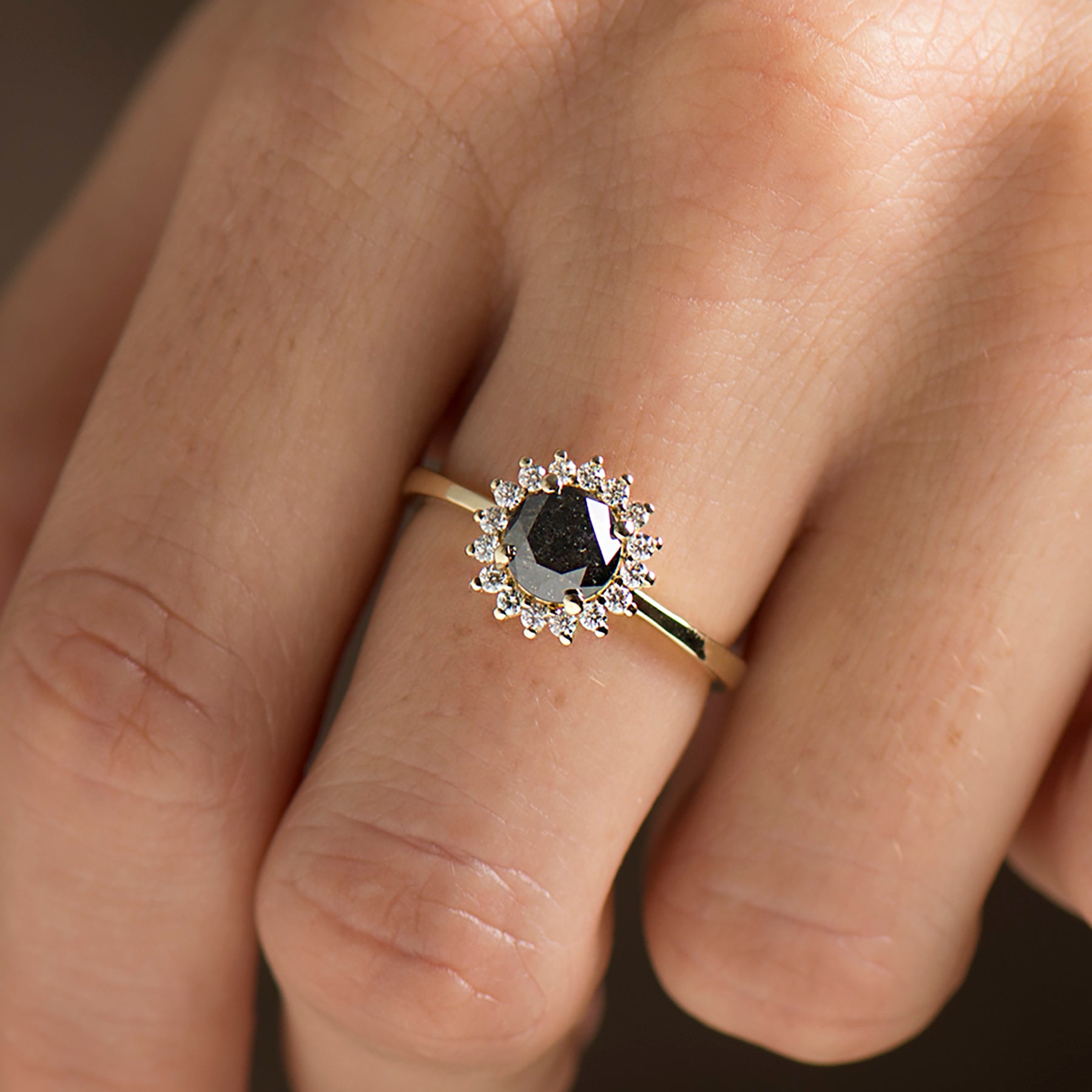 Halo Black Diamond Ring