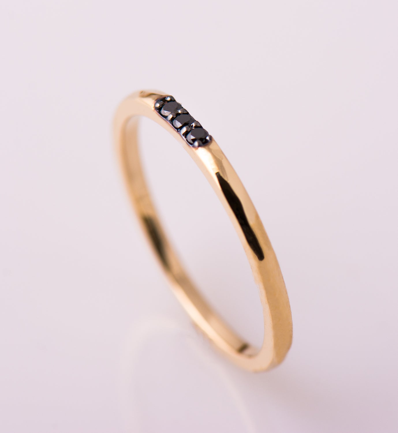 1.5 mm Black Diamond 3 Stone Ring