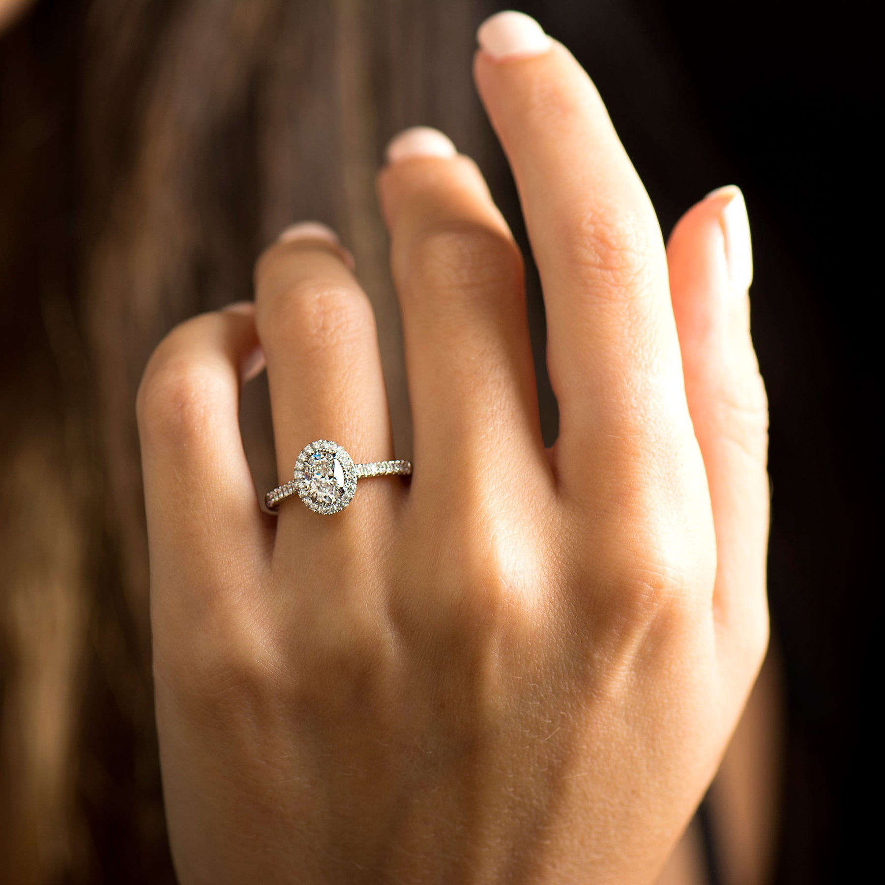 Halo oval Engagement Ring