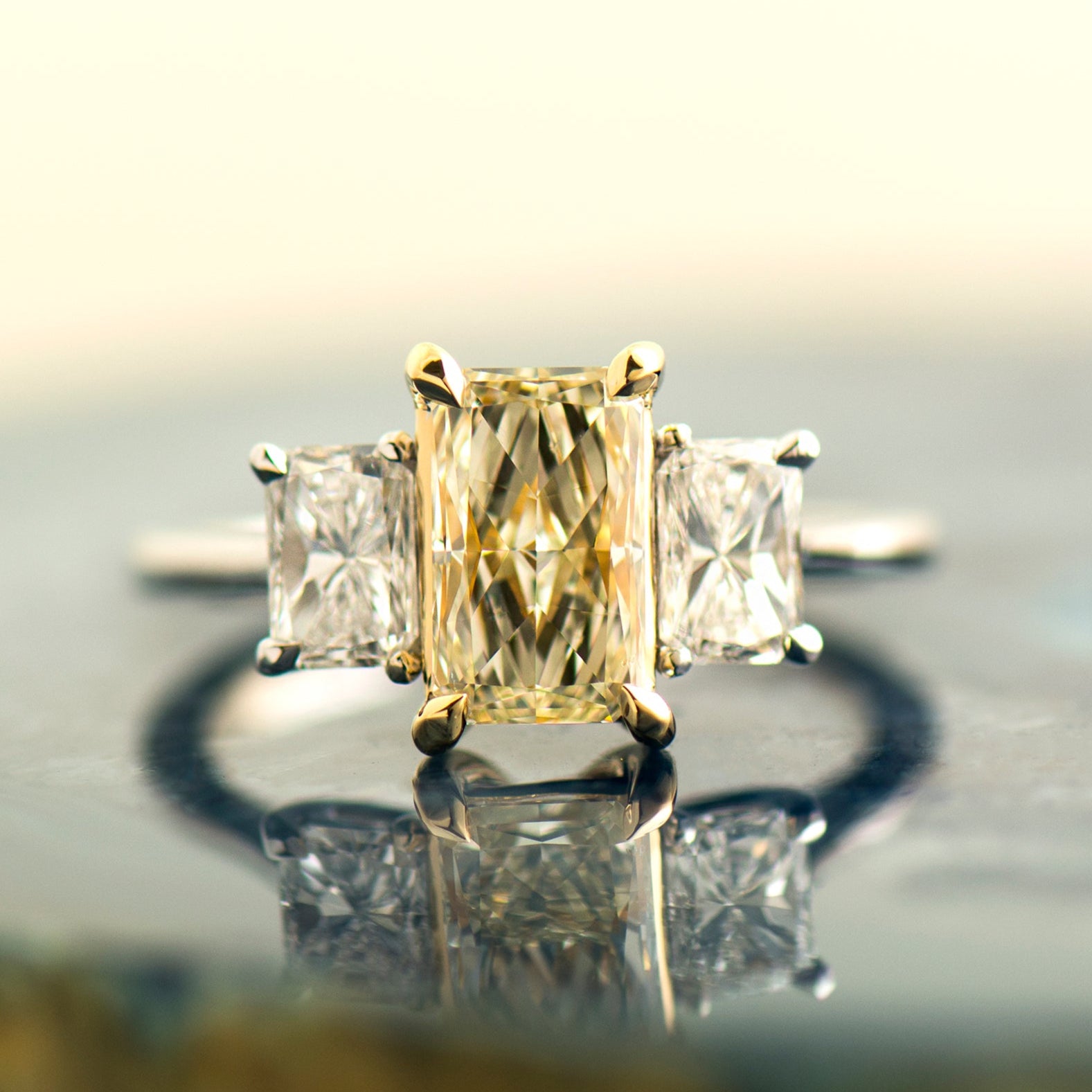 Radiant Three Stones Ring