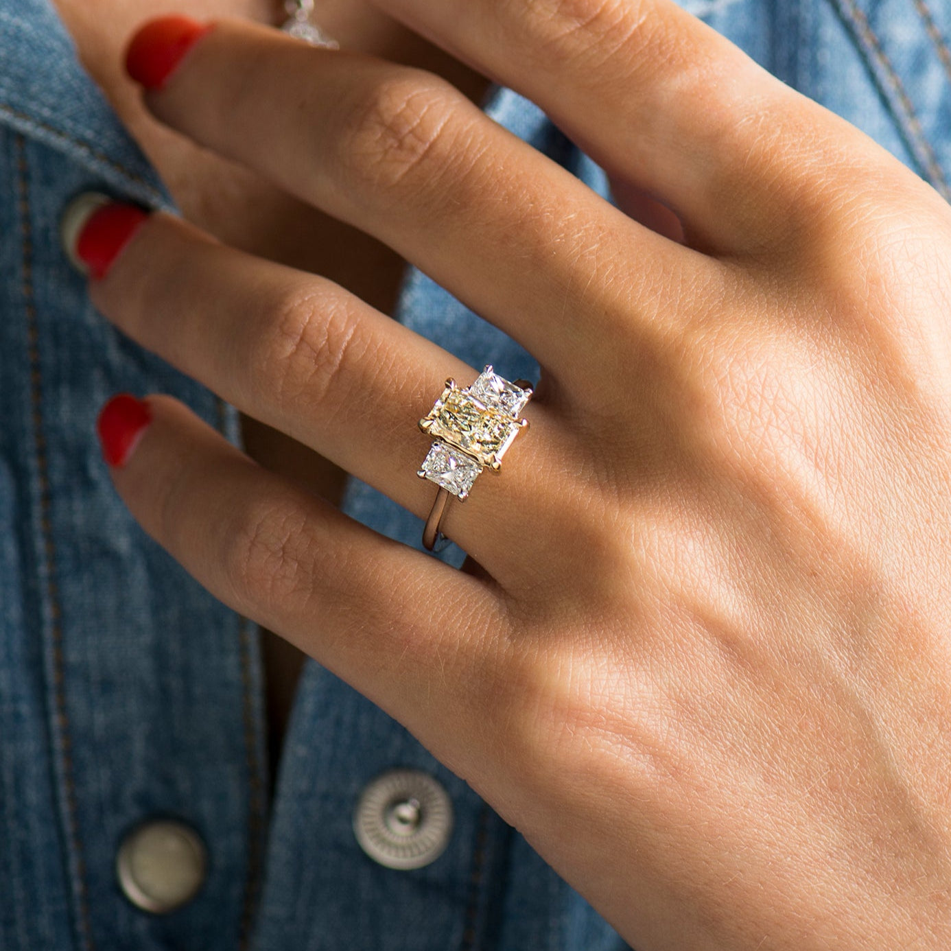 Radiant Three Stones Ring