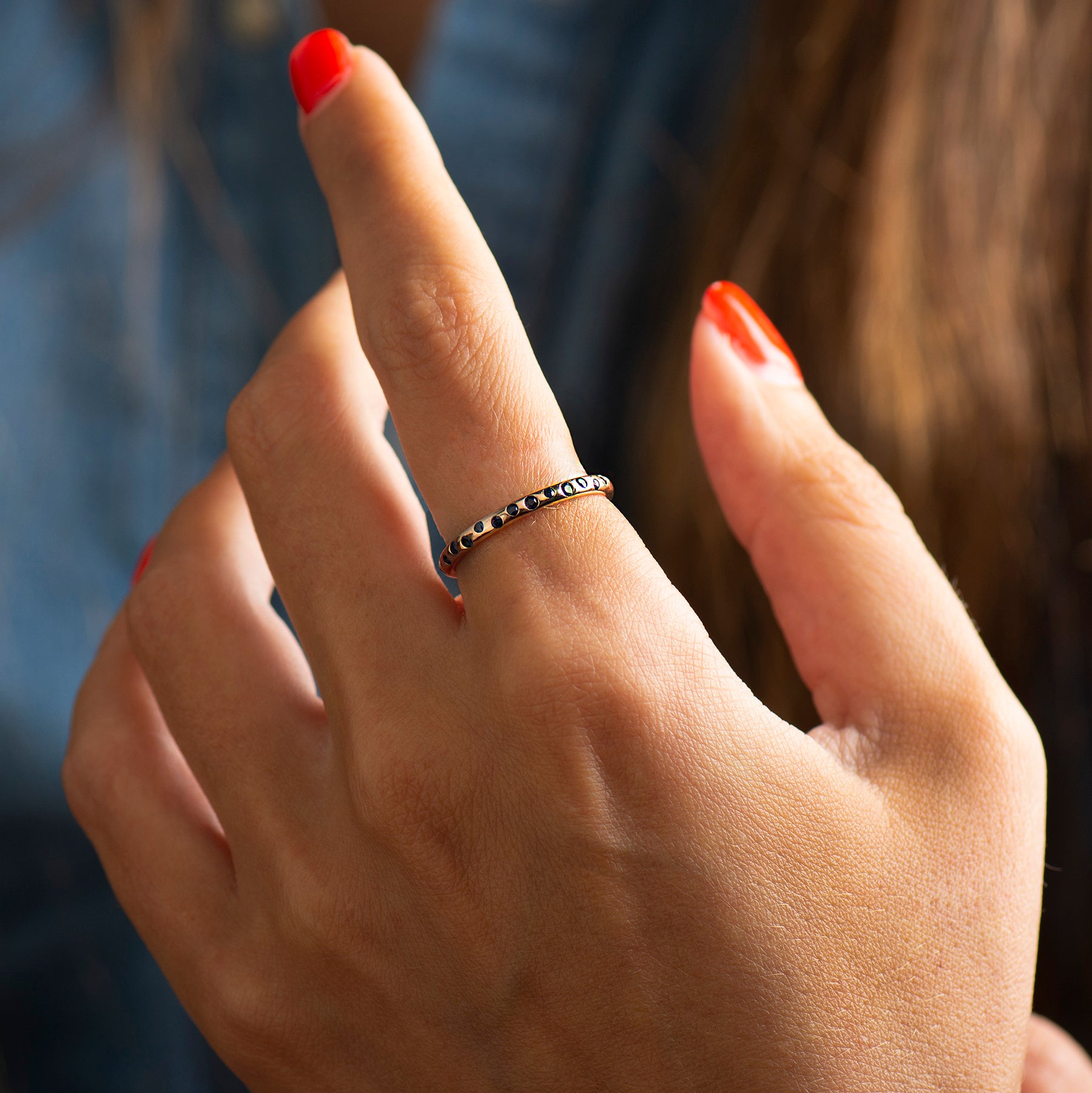 Half Eternity Sapphires Ring