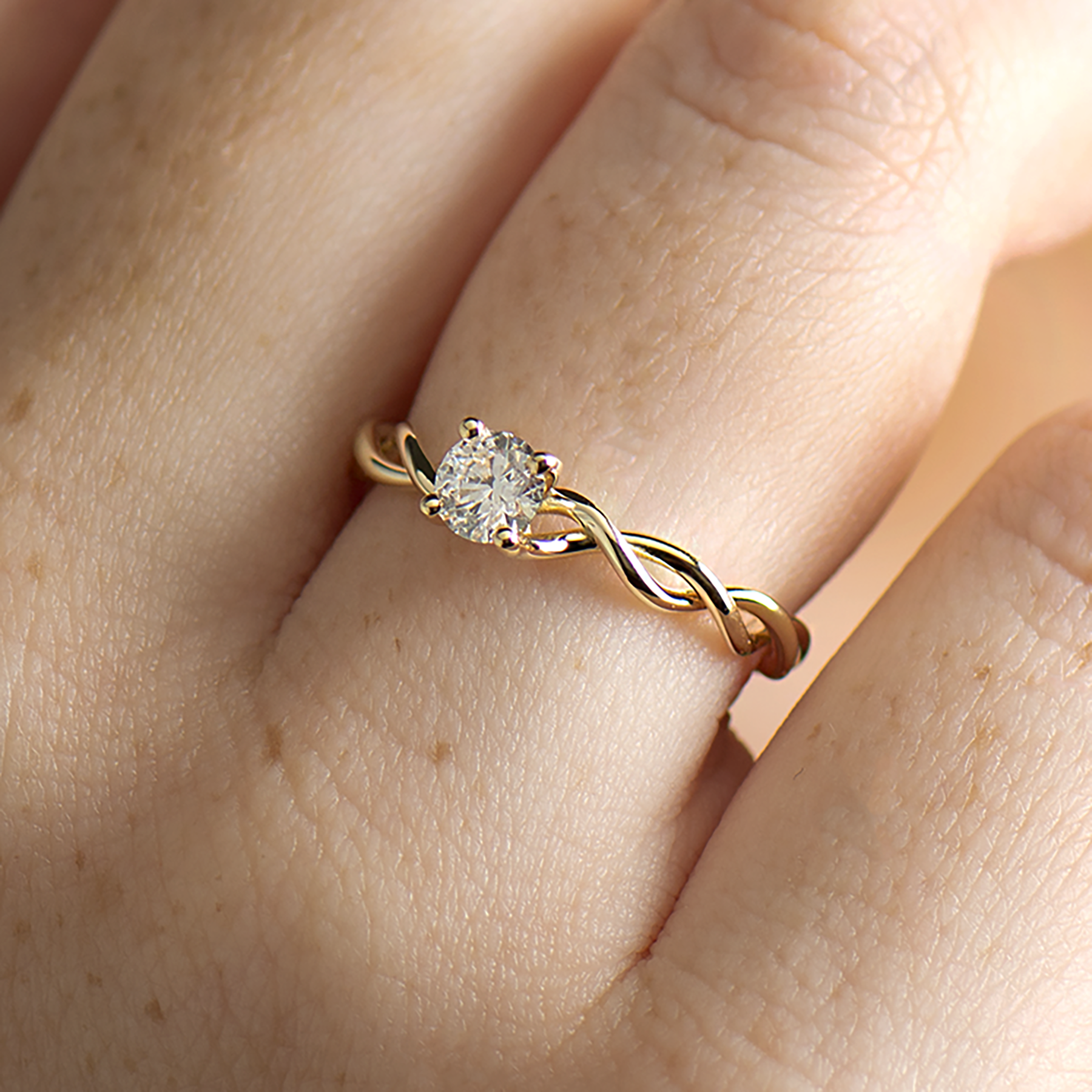 Solitaire Braided Engagement Ring