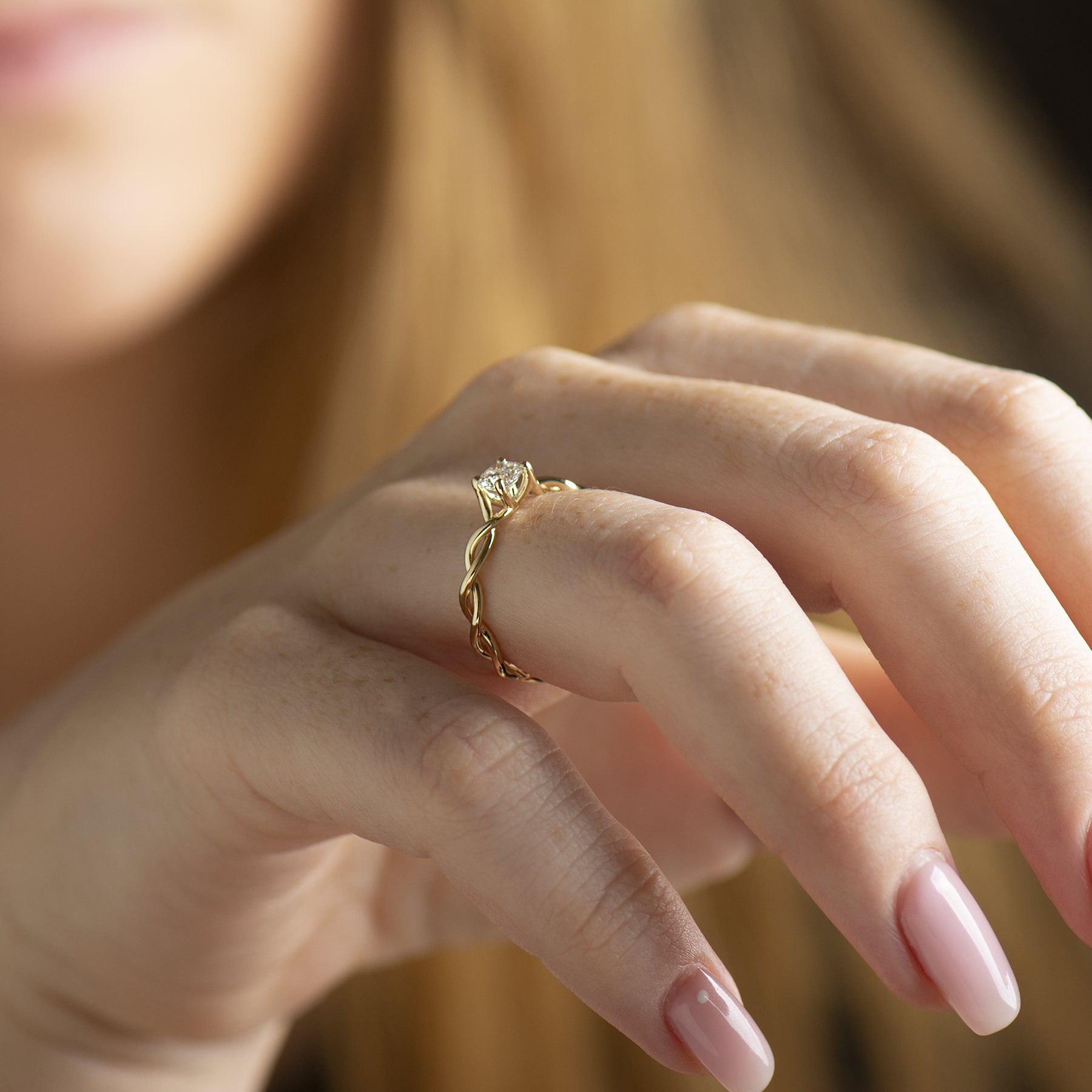 Solitaire Braided Engagement Ring