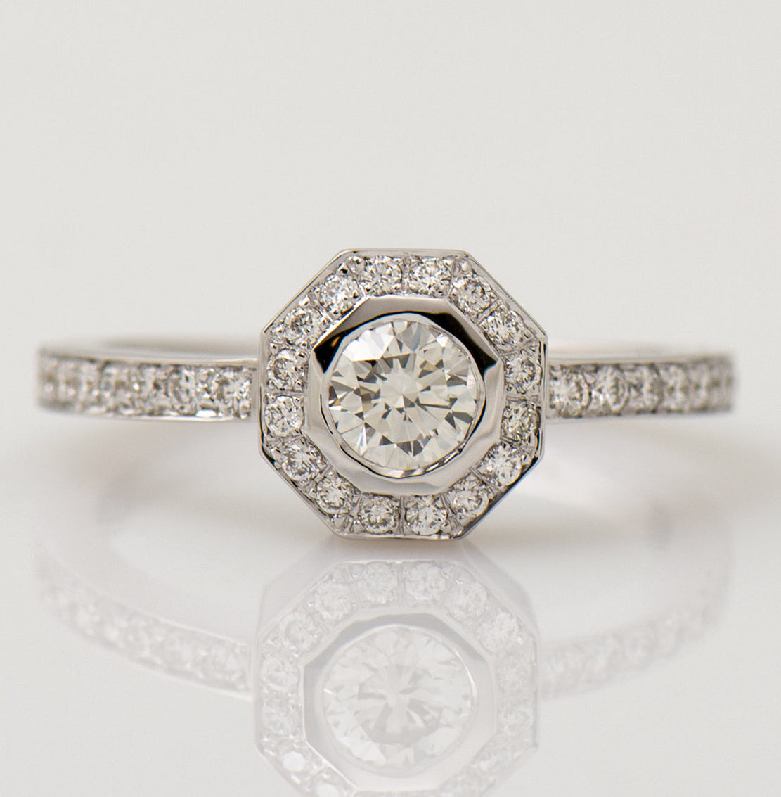 The Octagon Halo Ring