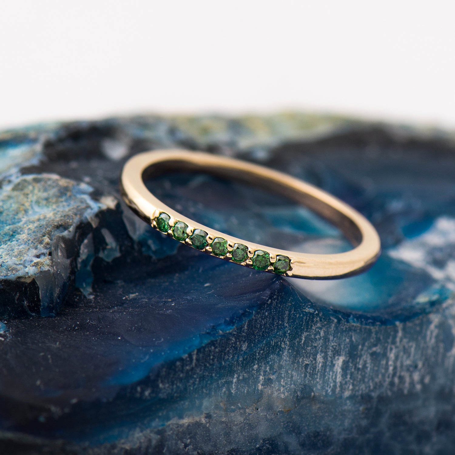 1.5 mm Green Diamonds Stack Ring