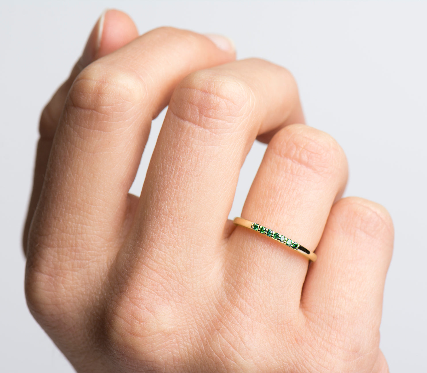 1.5 mm Green Diamonds Stack Ring