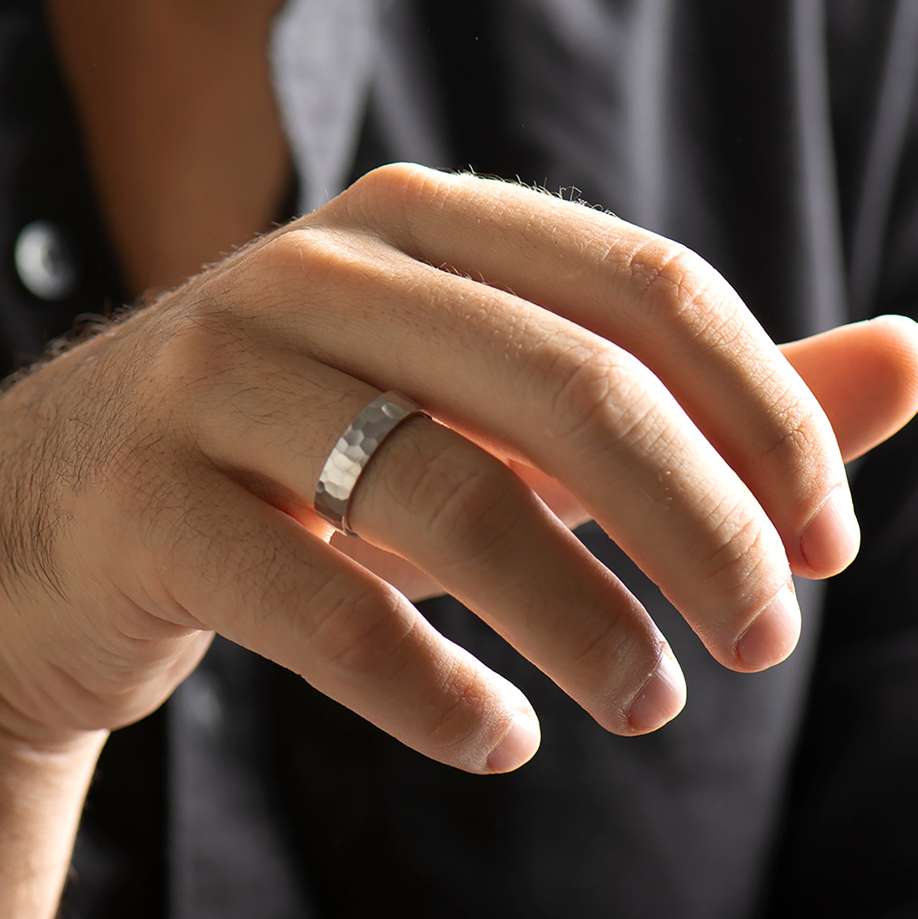 Hammered Textured Wedding Ring