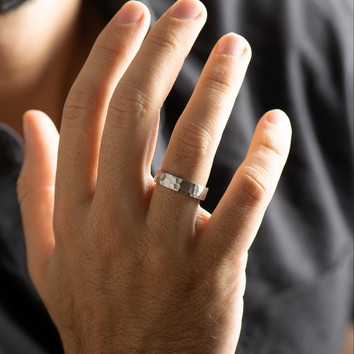 Hammered Textured Wedding Ring