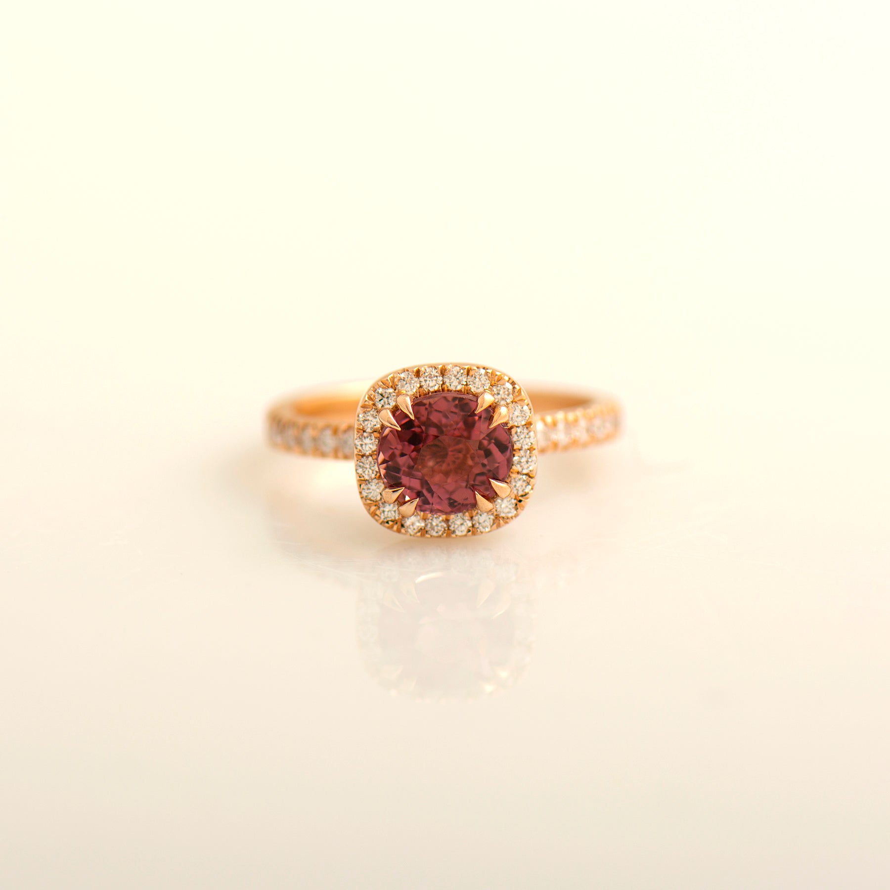 Halo Tourmaline Engagement Ring